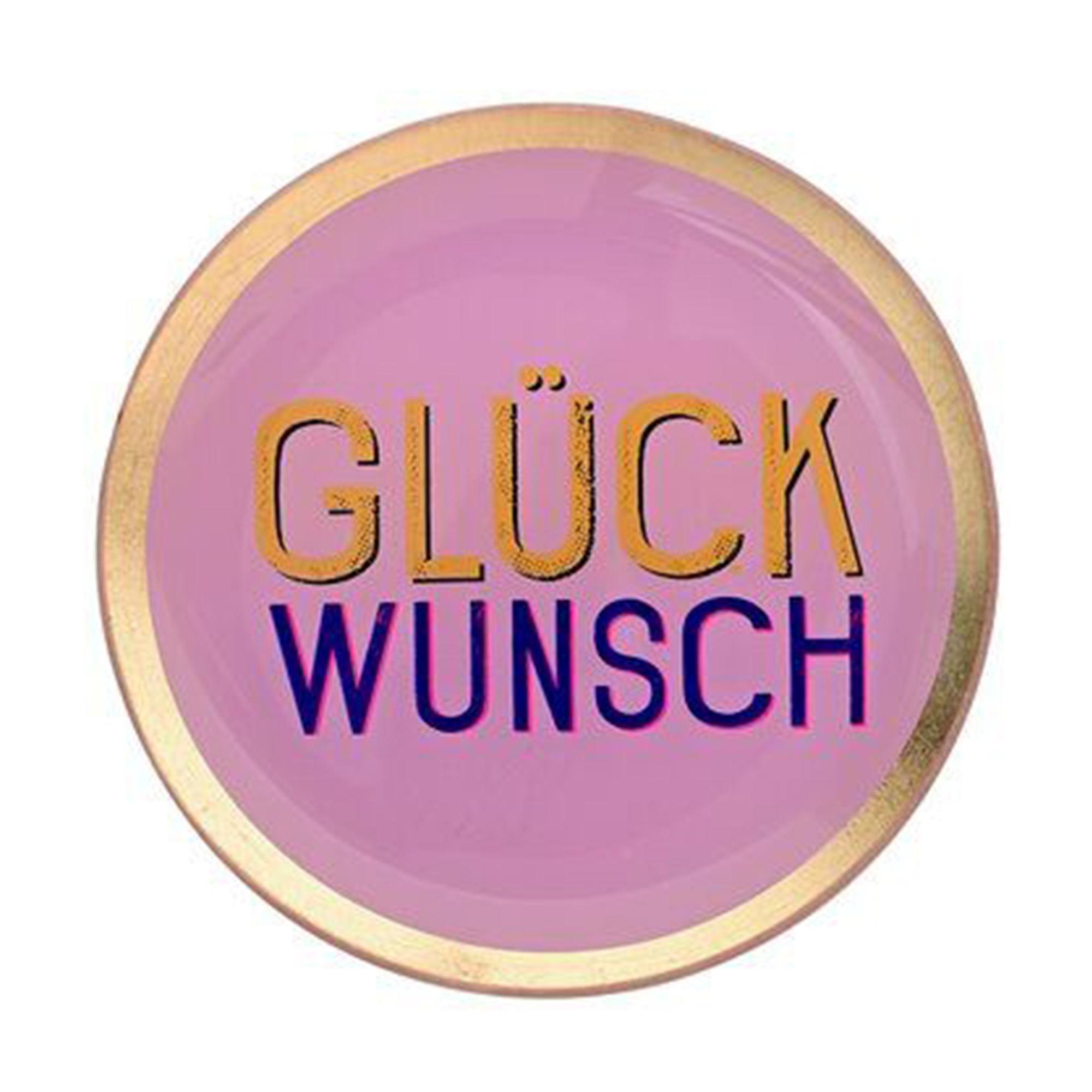 Glasteller "Glückwunsch",Rosa/Gold - M Abzeichen, Logo, Symbol, Teller