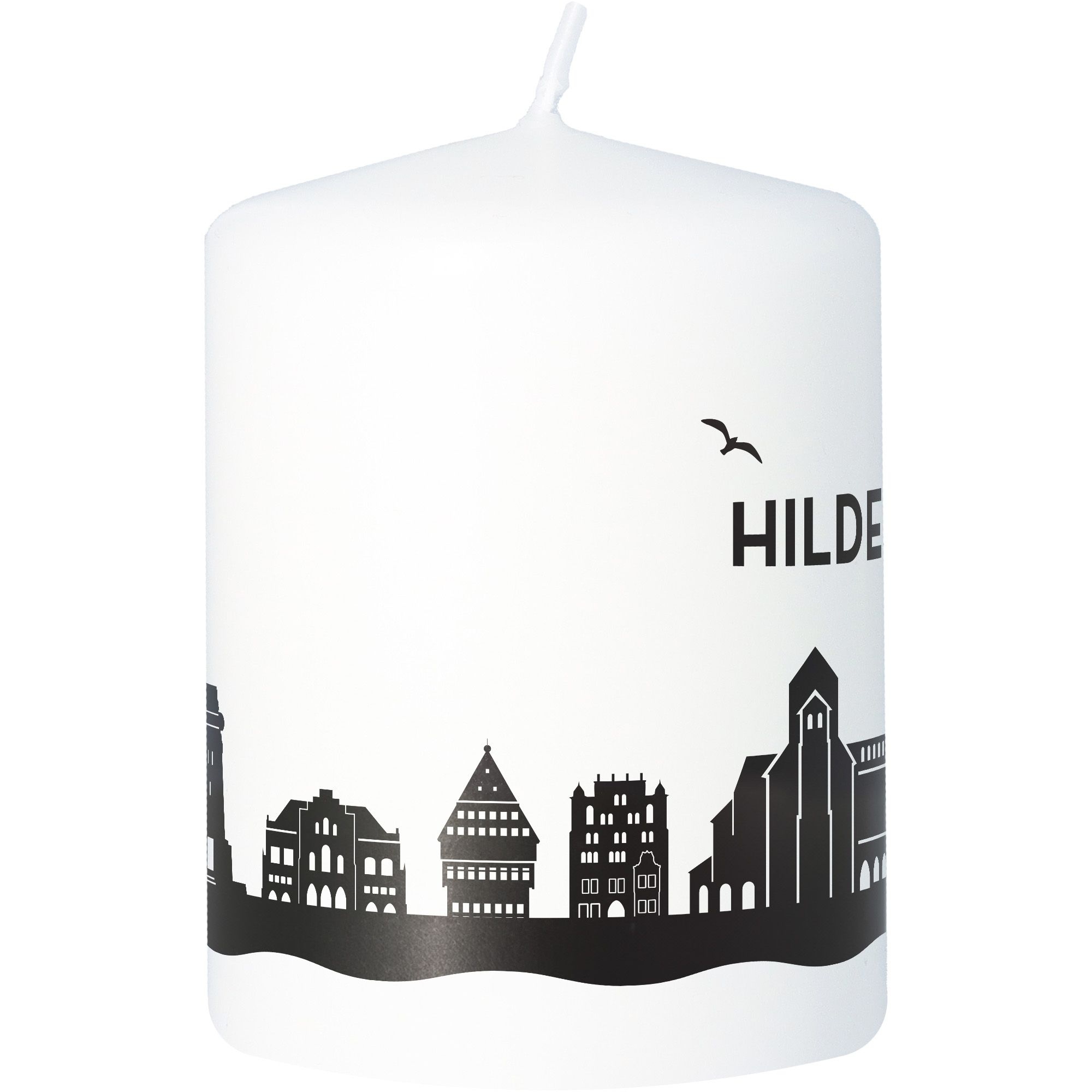 Stumpenkerze Skyline Hildesheim Weiß Stumpenkerze Skyline Hildesheim Weiß