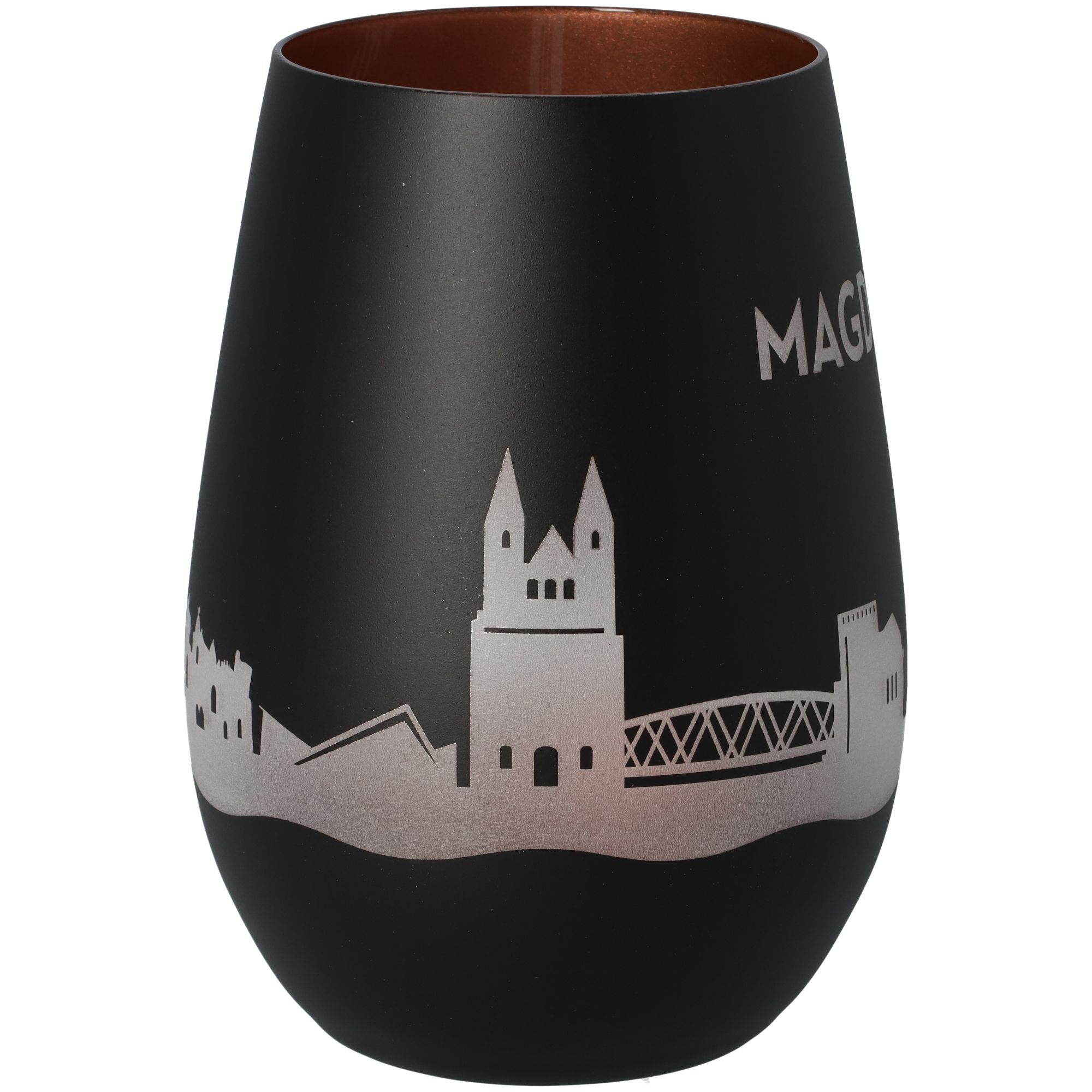 Windlicht Skyline Magdeburg Schwarz/Bronze Töpferei, Krug, Vase