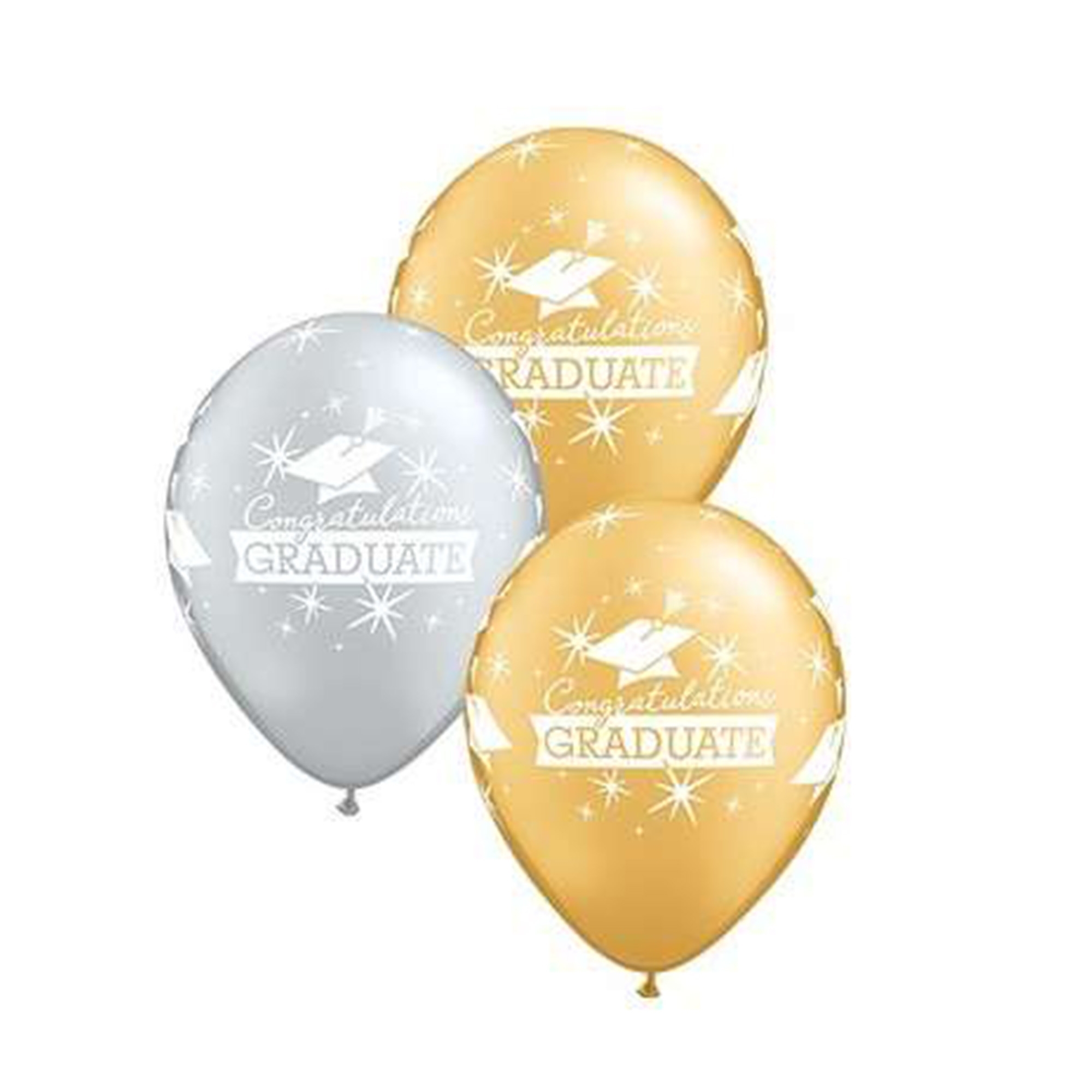 Qualatex Latexballon "Congratulations Graduate" Silber, Gold Ø 30cm Ballon