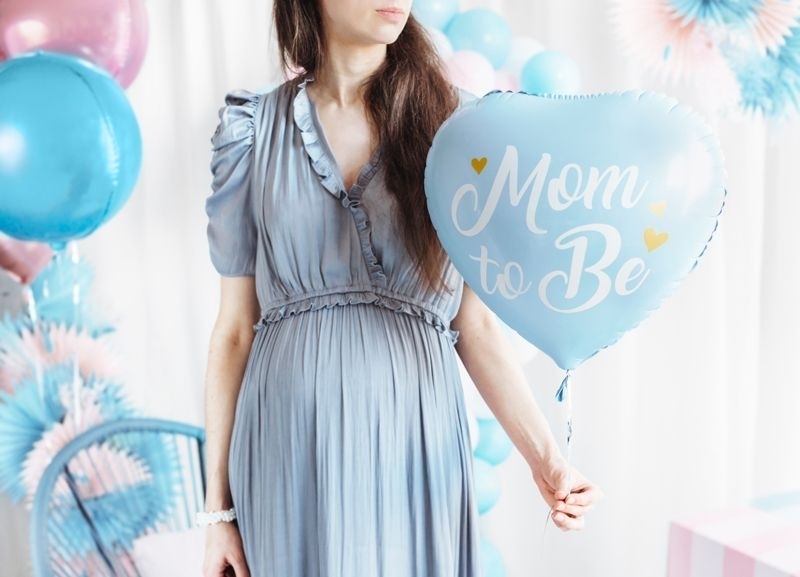 Folienballon "Mom to Be", Blau ca. 35 cm