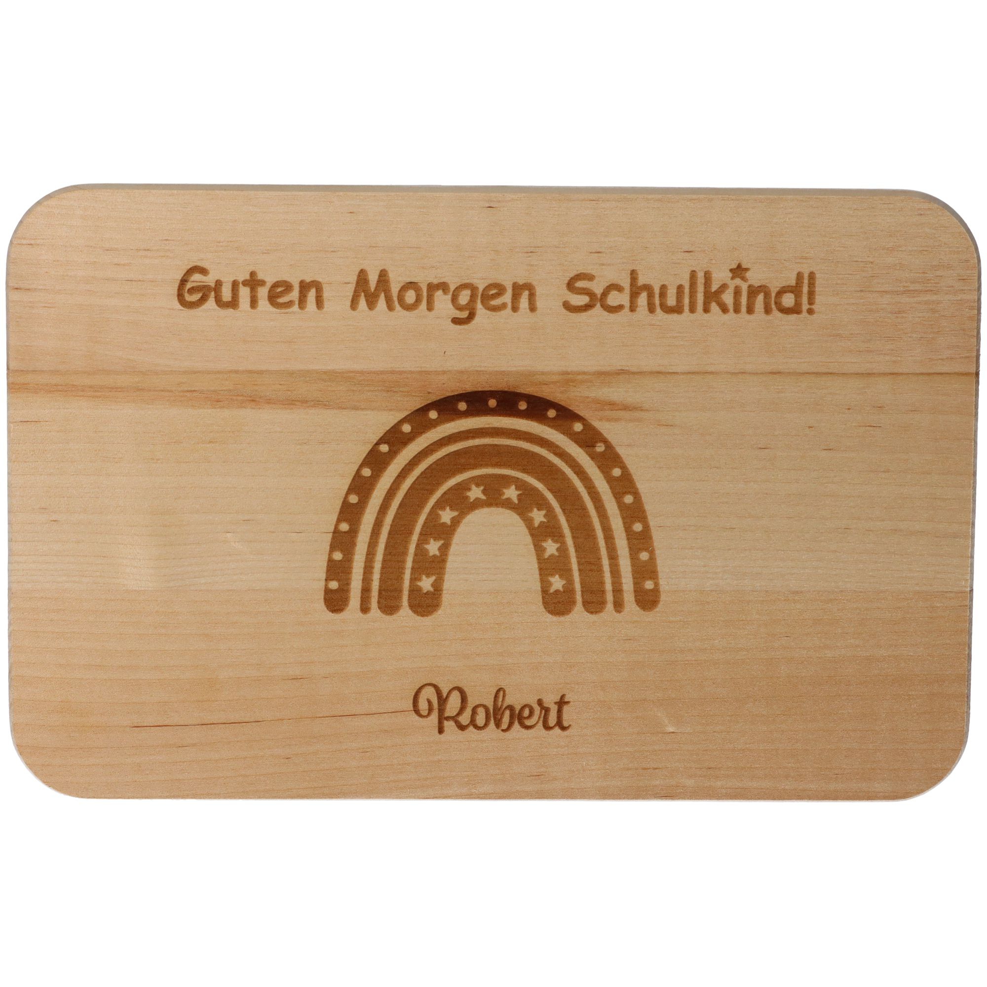 Frühstücksbrettchen Guten Morgen Schulkind Regenbogen Stern "Name" 23cm x 15cm x 1cm Frühstücksbrettchen Guten Morgen Schulkind Regenbogen Stern "Name" 23cm x 15cm x 1cm