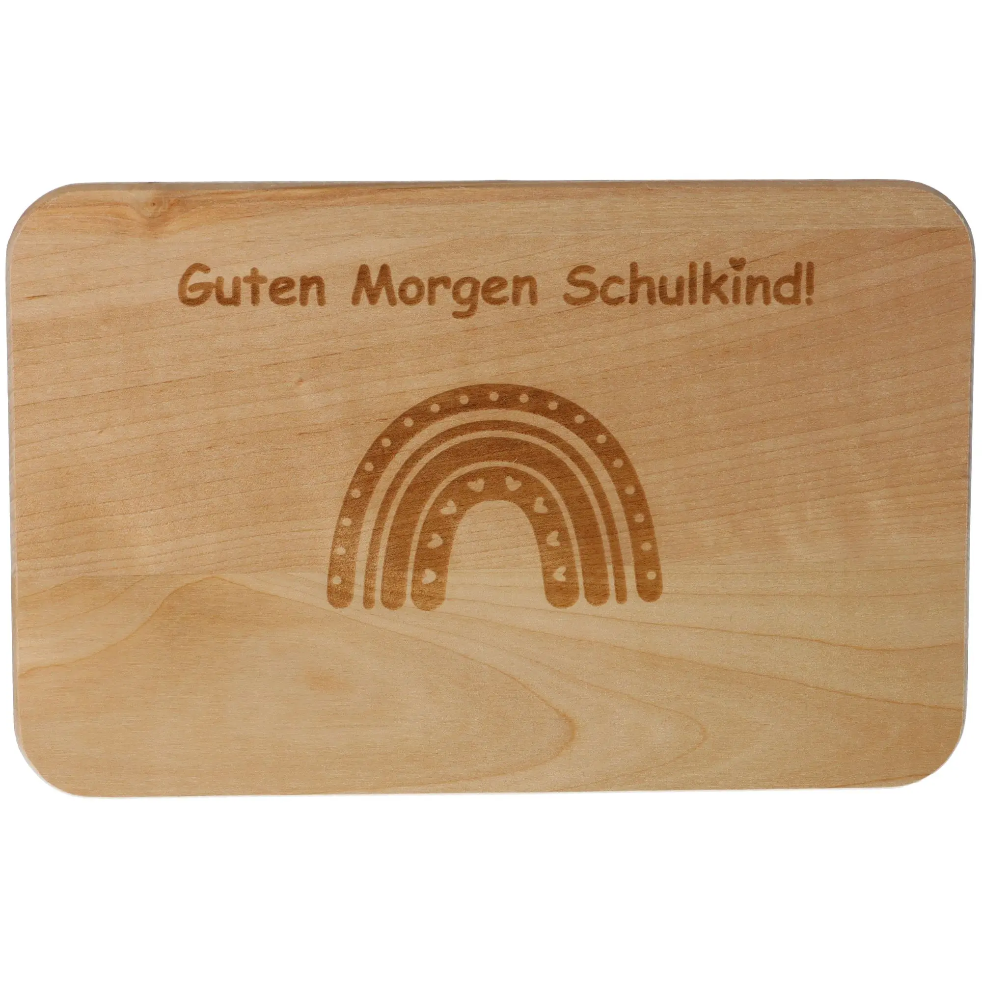 Frühstücksbrettchen Guten Morgen Schulkind Regenbogen Herz 23cm x 15cm x 1cm