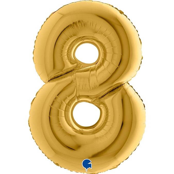 Folienballon Zahl 8 Gelbgold 100cm Folienballon Zahl 8 Gelbgold 100cm