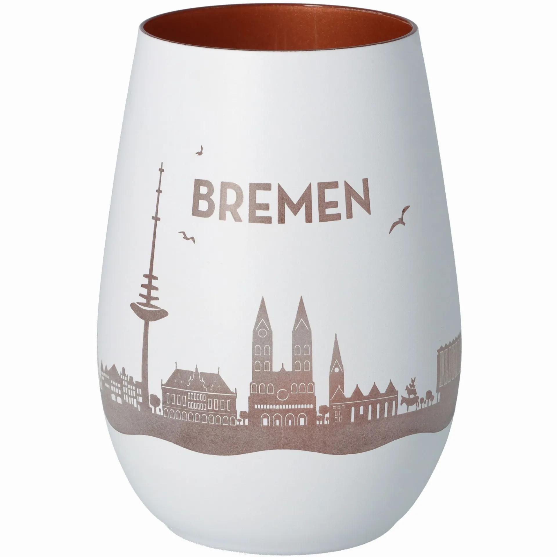 Windlicht Skyline Bremen Weiß/Bronze