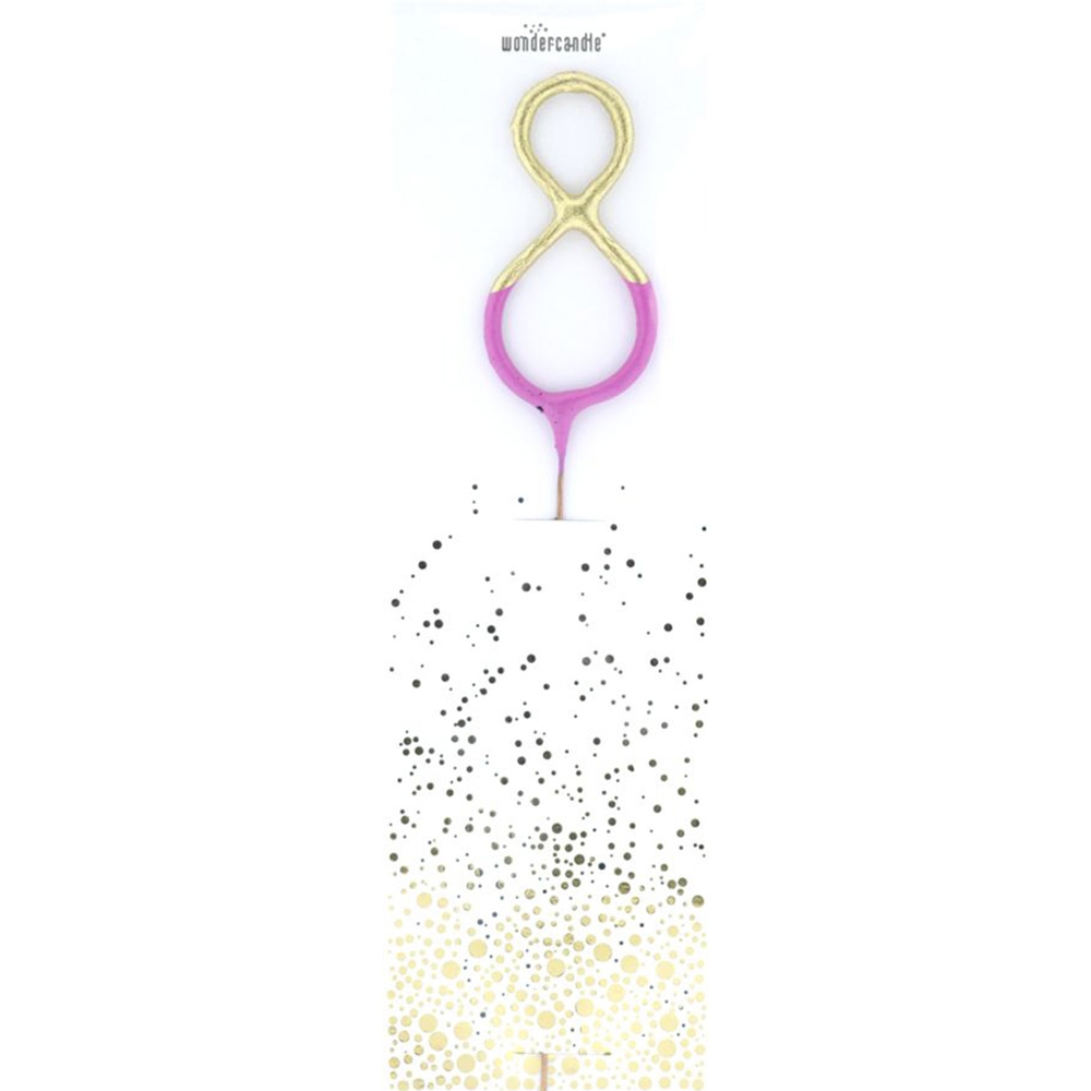 Wunderkerze Zahl "8" Gold/Pink