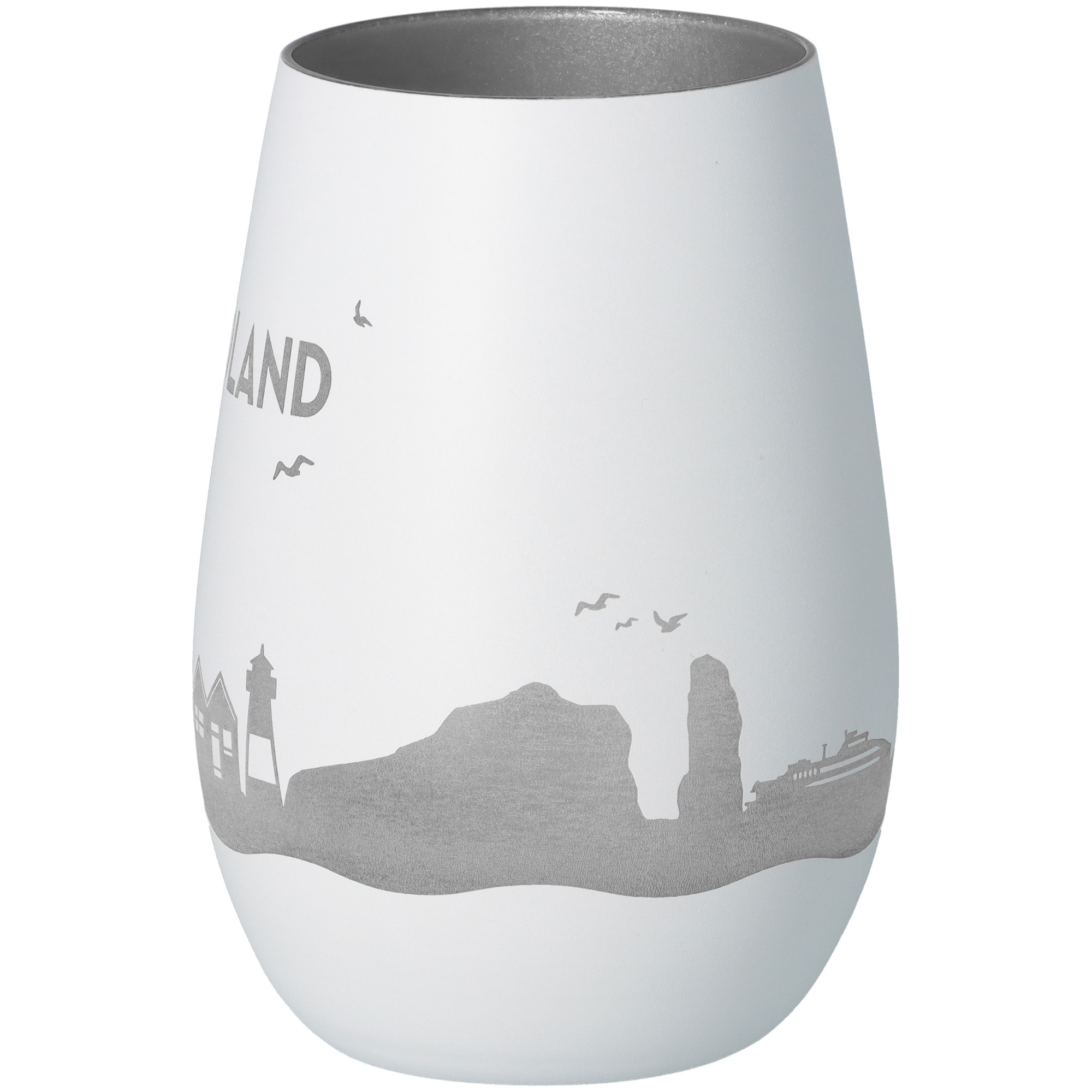 Windlicht Skyline Helgoland Weiß/Silber Töpferei, Krug, Vase