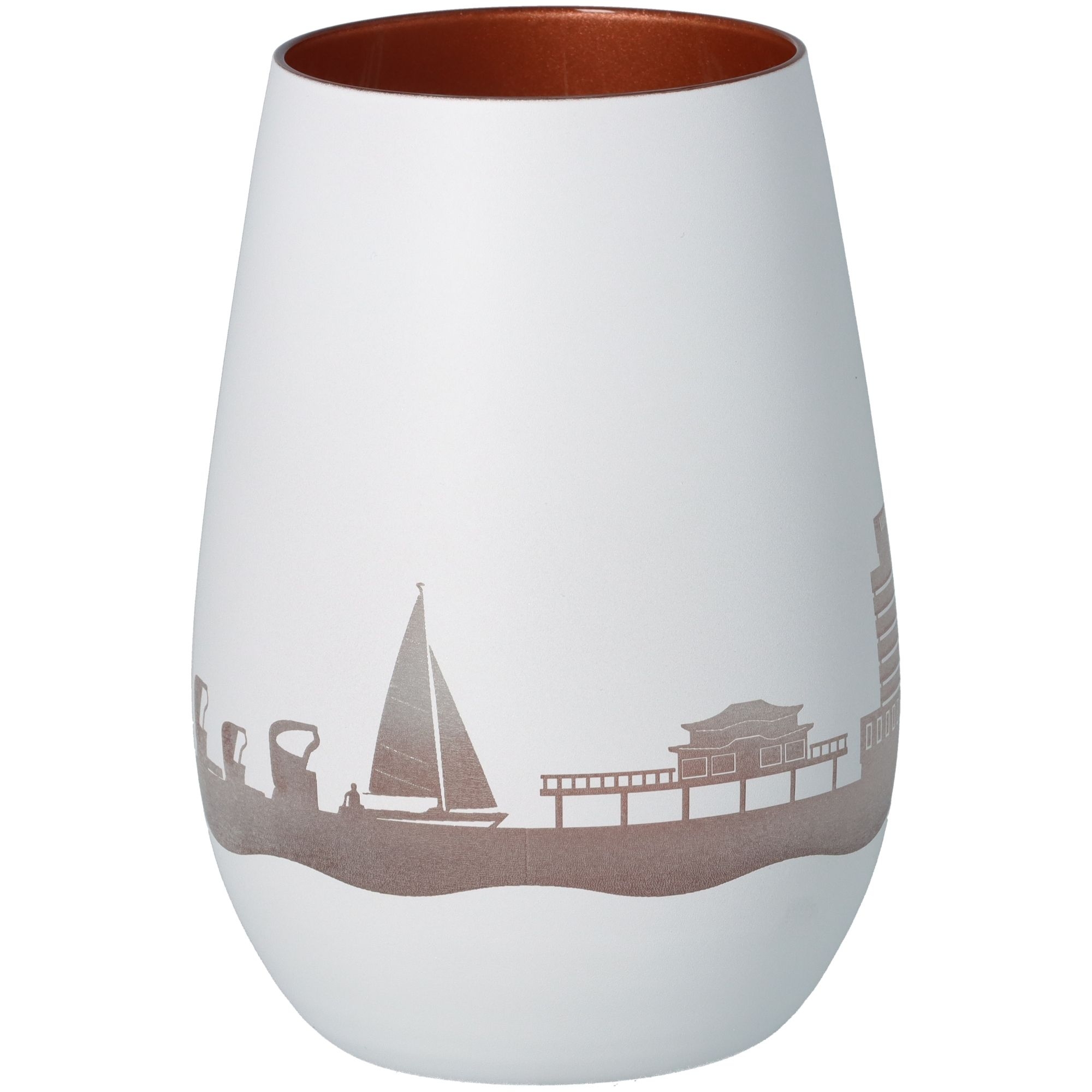 Windlicht Skyline Timmendorfer Strand Weiß/Bronze Windlicht Skyline Timmendorfer Strand Weiß/Bronze