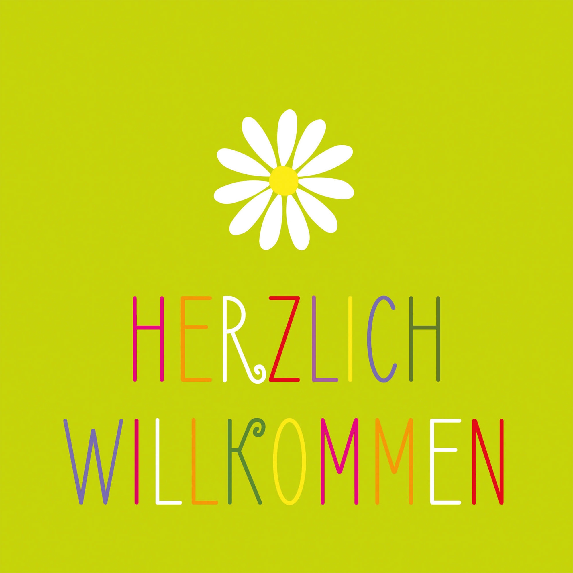 20 Servietten "Herzlich Willkommen" Gänseblümchen, Blume, Pflanze