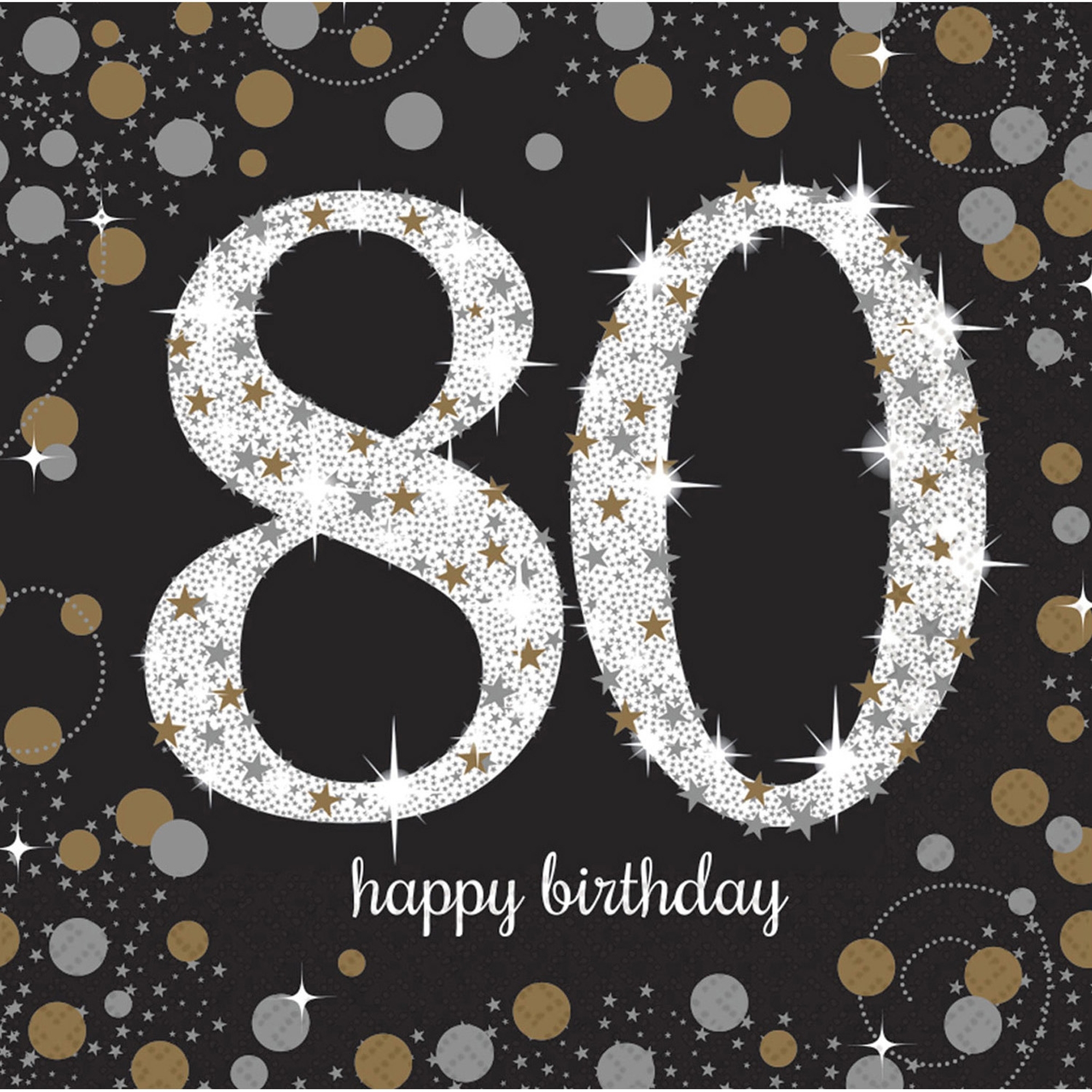 Sparkling Celebration Silber & Gold - 80. Geburtstag 16 Servietten