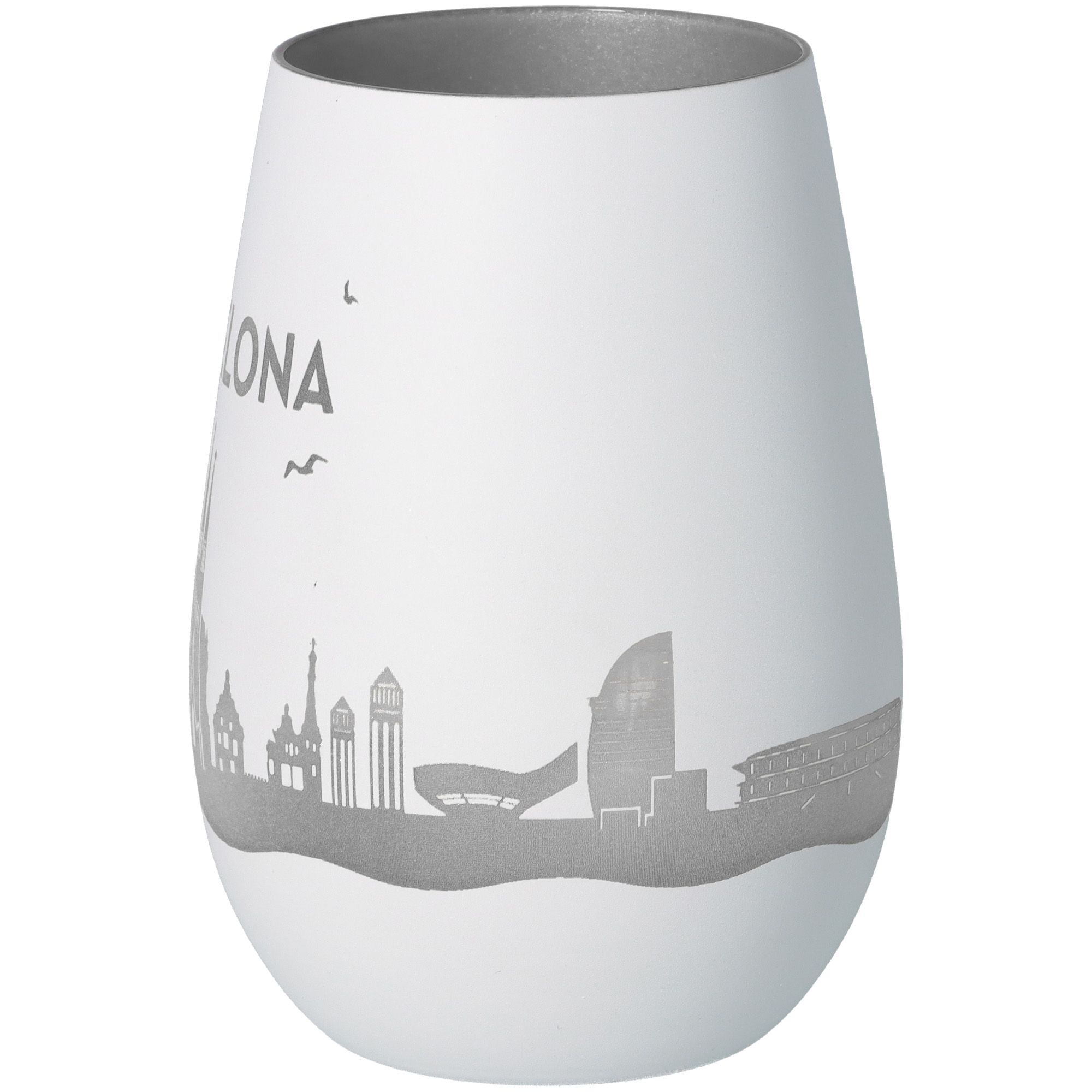 Windlicht Skyline Barcelona Weiß/Silber Töpferei, Krug, Vase, Glas