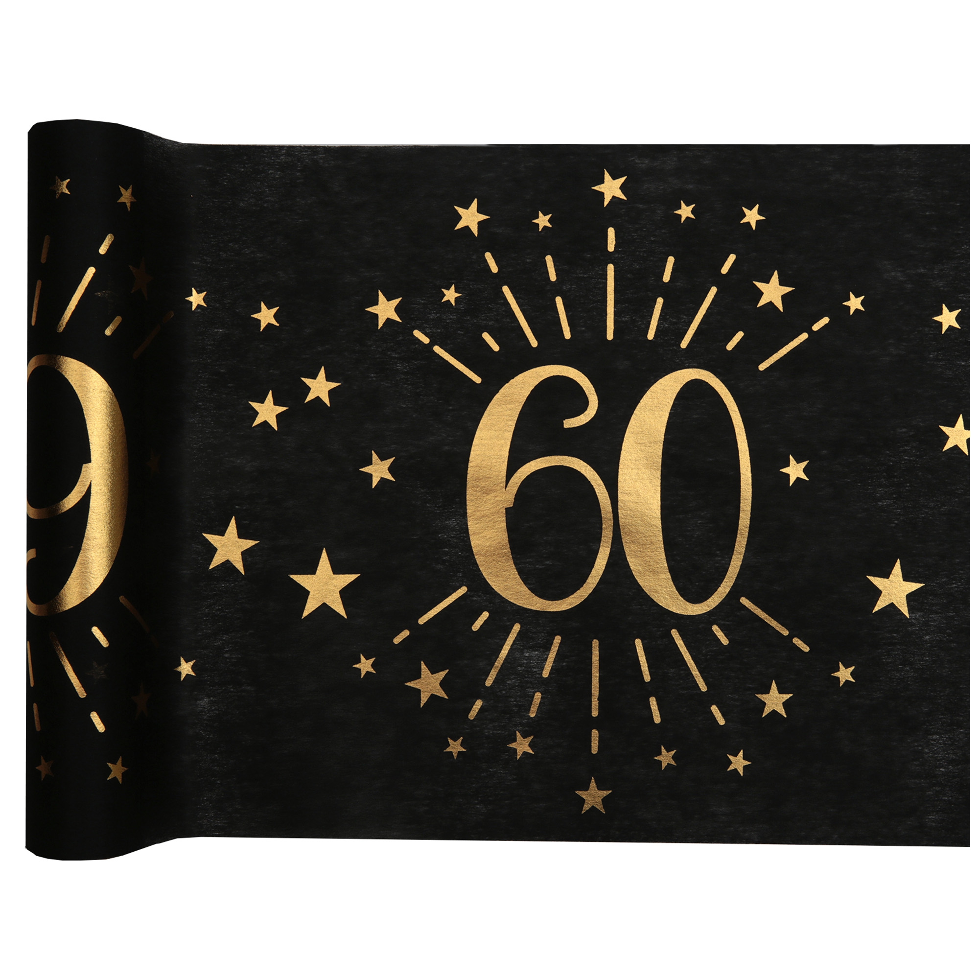 60. Geburtstag - Tischläufer, Schwarz/Gold 60. Geburtstag - Tischläufer, Schwarz/Gold