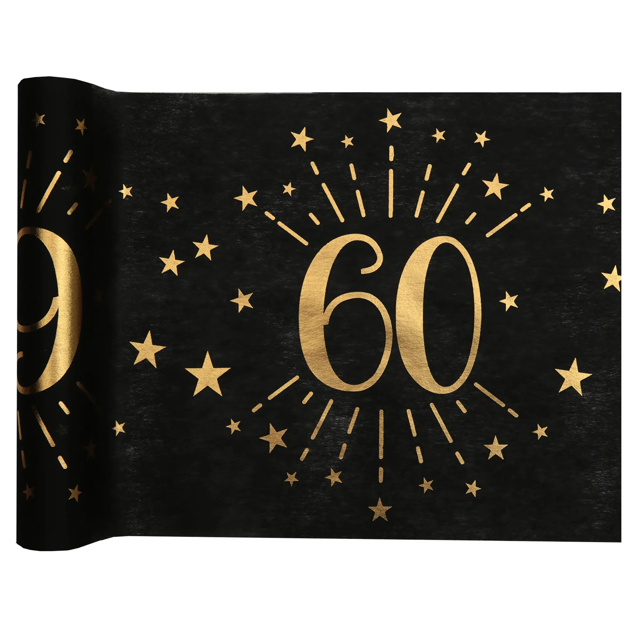 60. Geburtstag - Tischläufer, Schwarz/Gold