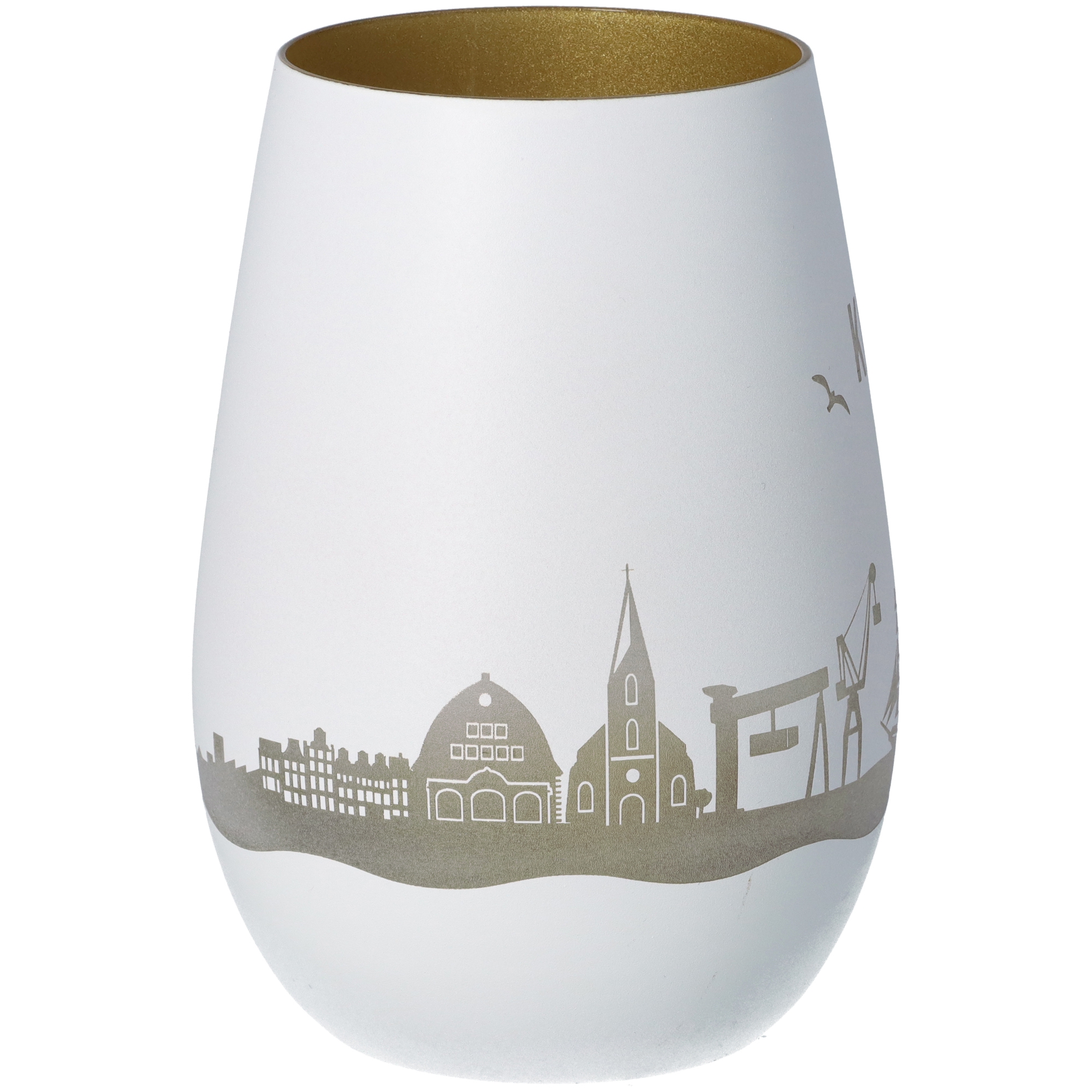 Windlicht Skyline Kiel Weiß/Gold Windlicht Skyline Kiel Weiß/Gold