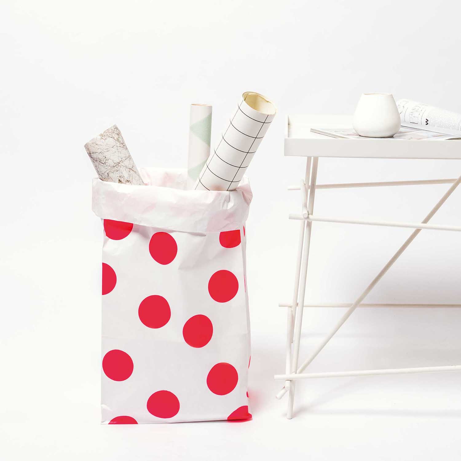 Blockbodenbeutel L - Pink / Weiß - 2 Stück Blockbodenbeutel L - Pink / Weiß - 2 Stück