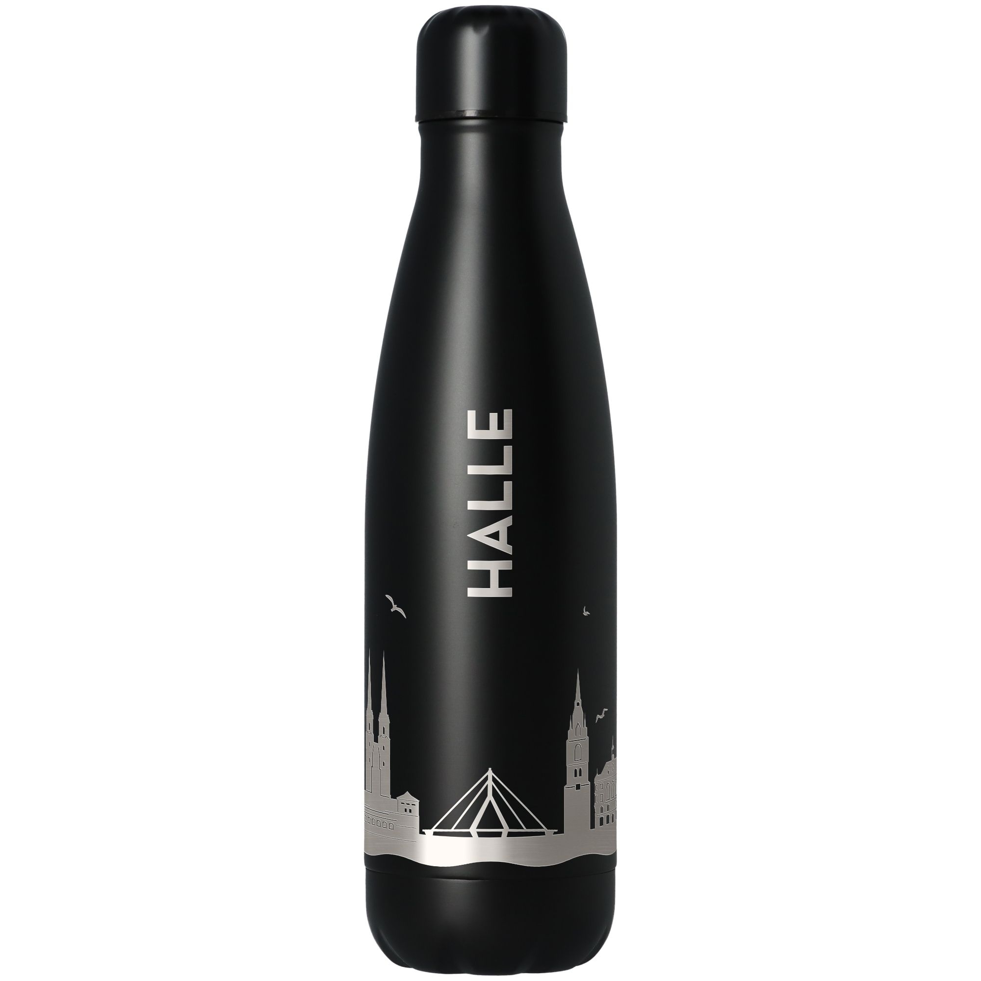Trinkflasche Skyline Halle Schwarz 500ml Flasche, Wasserflasche, Shaker