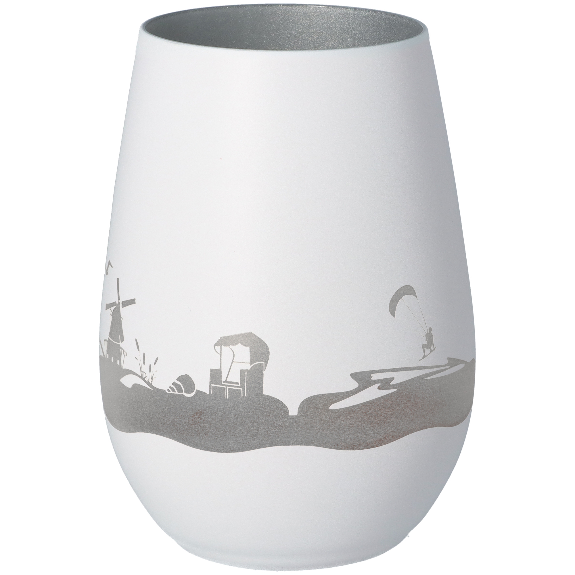 Windlicht Skyline Fehmarn Weiß/Silber Windlicht Skyline Fehmarn Weiß/Silber
