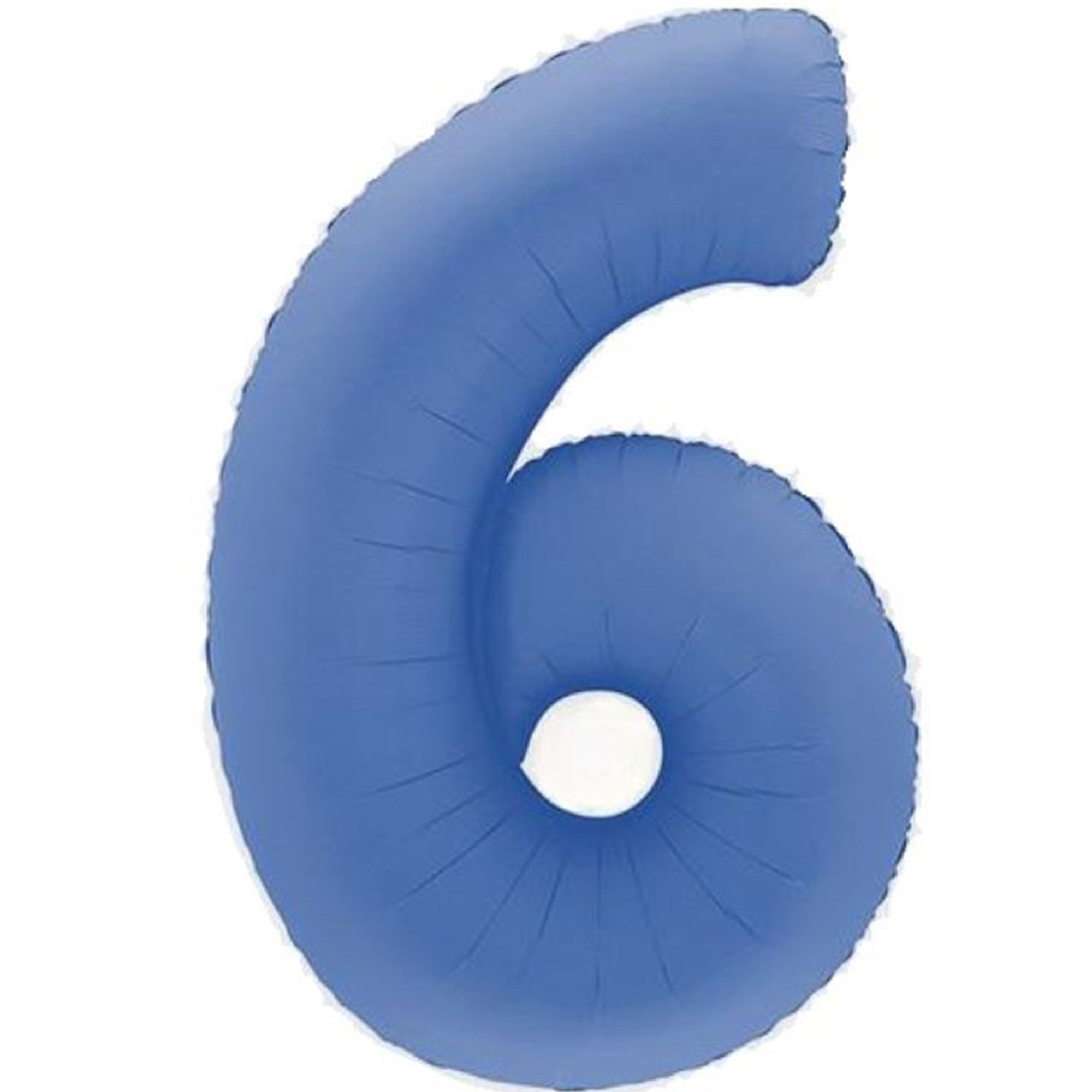 Folienballon Zahl 6 Soft Matte Lotus Blue 100cm 6, balloon, spiral, inflatable, blue