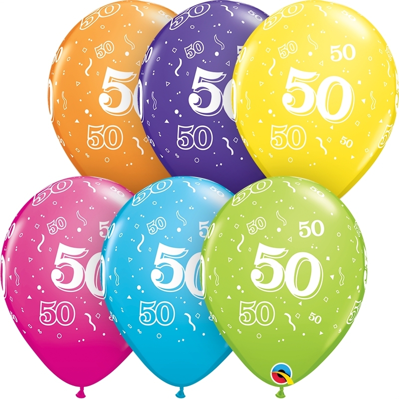Qualatex Latexballon 50. Geburtstag verschiedene Farben Ø 30cm