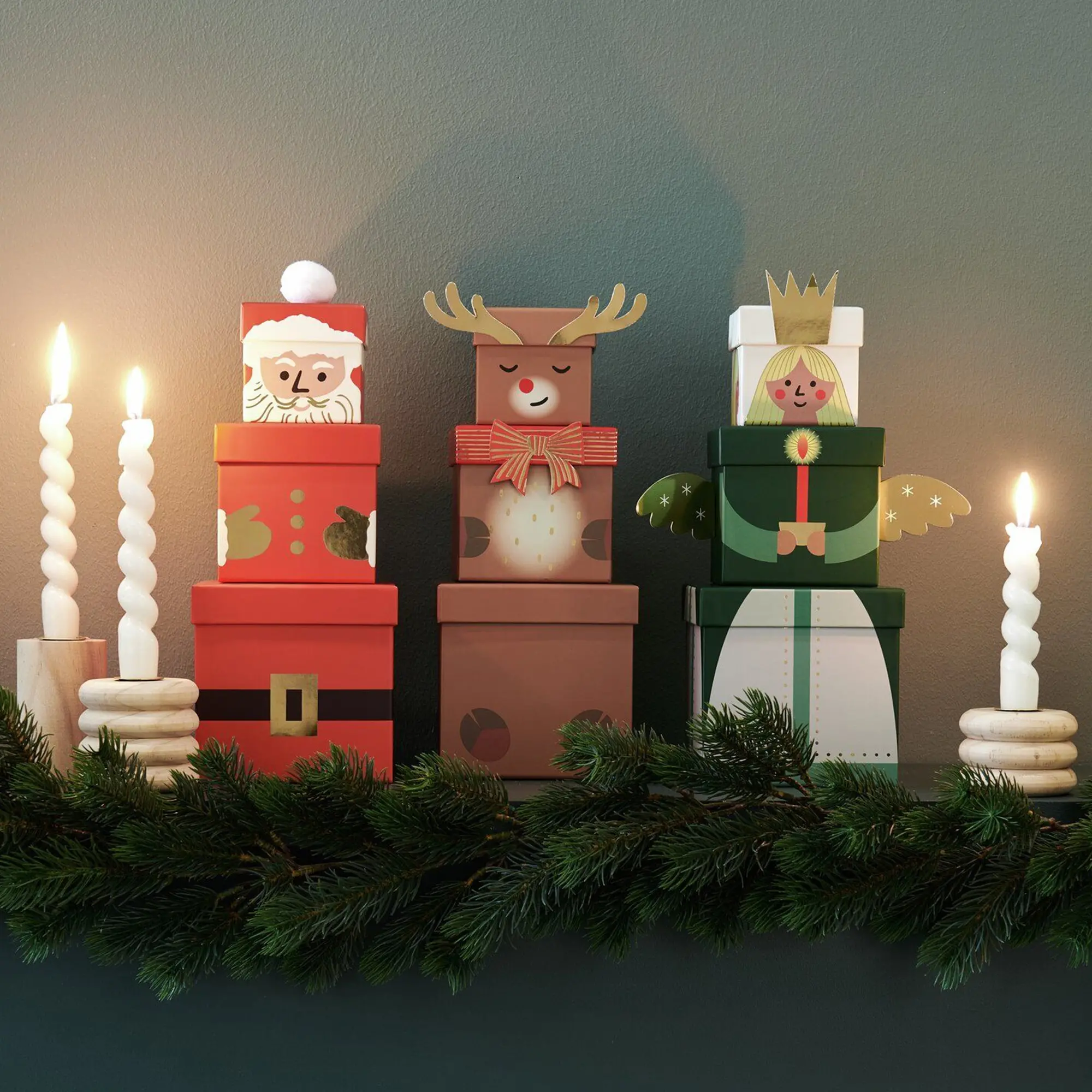 Geschenkboxen Set Weihnachtsmann 4-Teilig