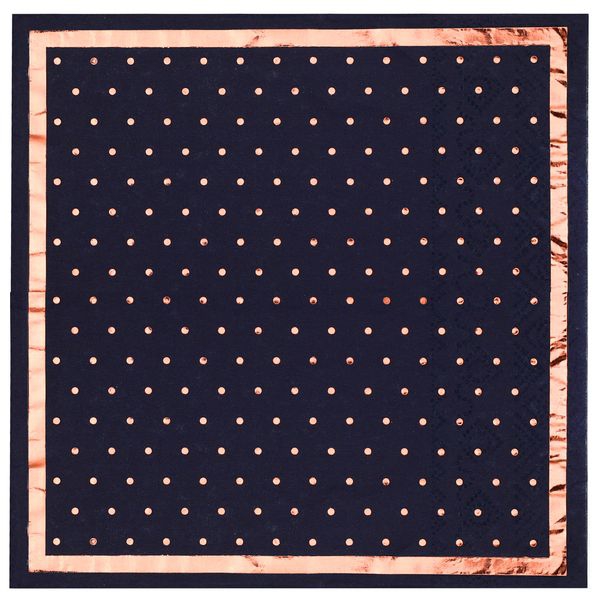 Glamour - 20 Servietten Navyblau/Roségold