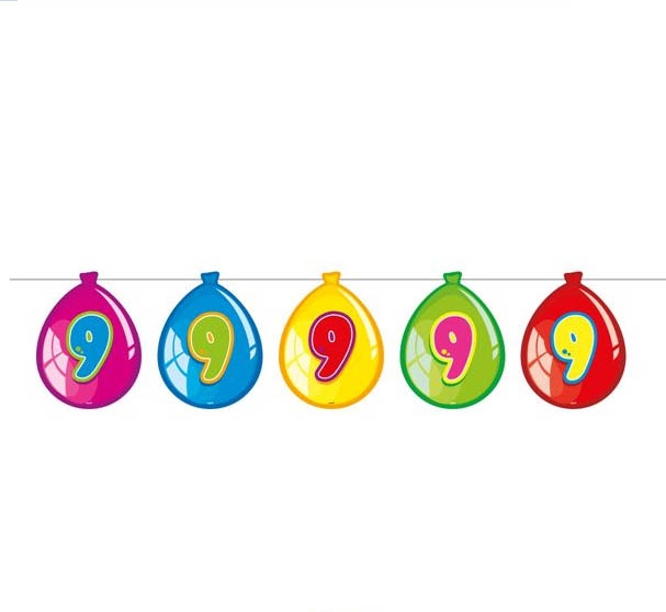 Luftballon-Wimpelkette zum 9. Geburtstag Luftballon-Wimpelkette zum 9. Geburtstag