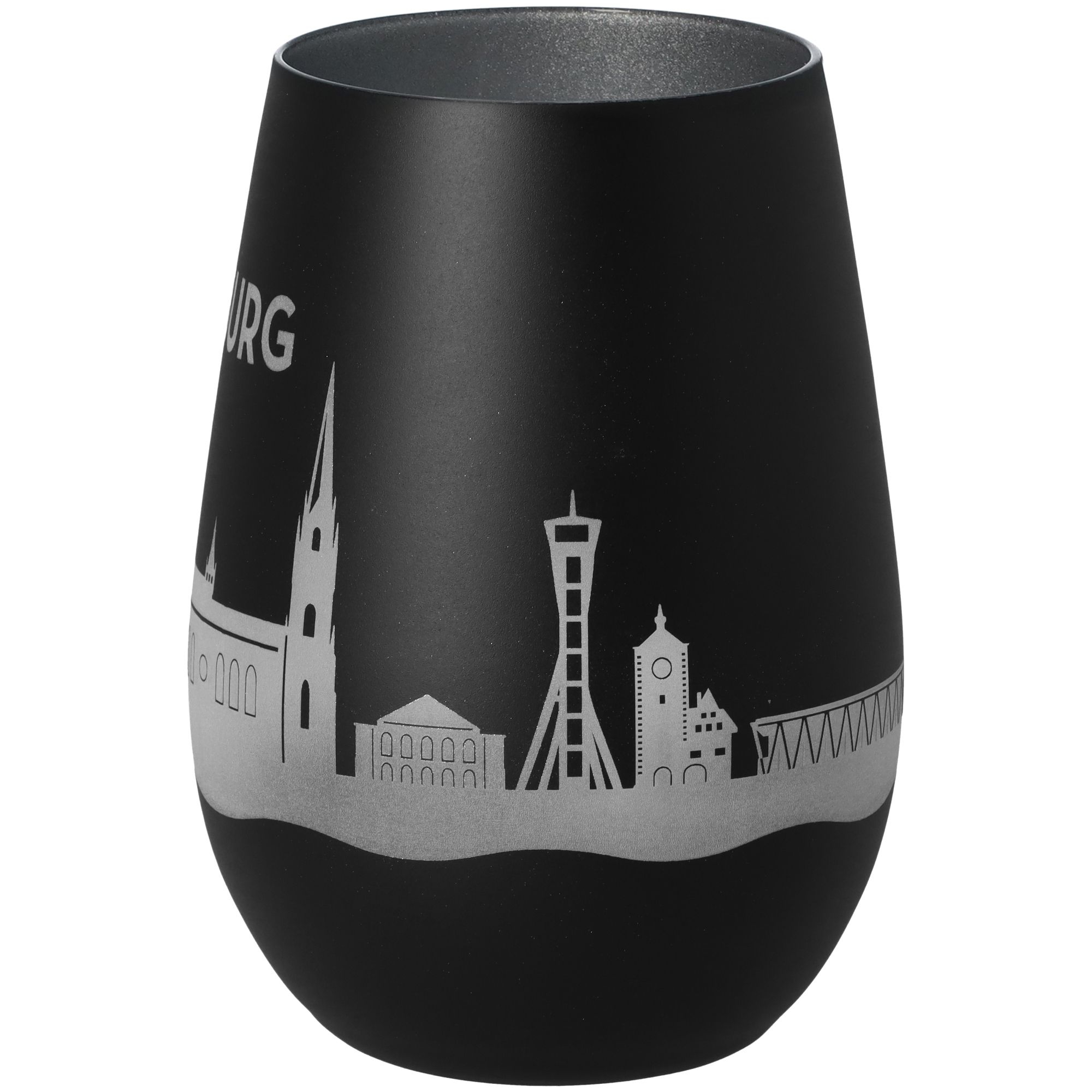 Windlicht Skyline Freiburg Schwarz/Silber Windlicht Skyline Freiburg Schwarz/Silber