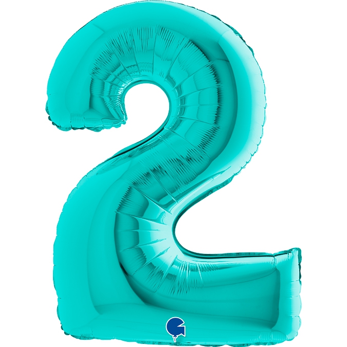 Folienballon Zahl 2 Tiffany 100cm Folienballon Zahl 2 Tiffany 100cm
