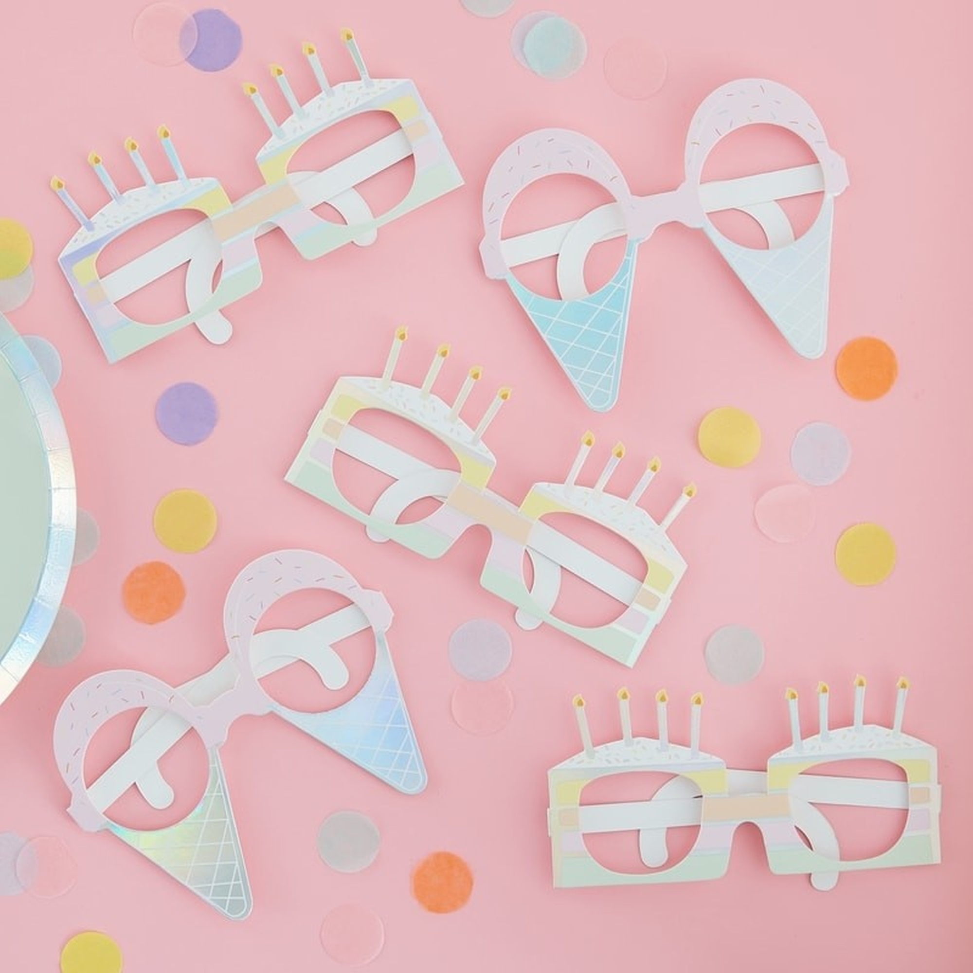 Pastel Party 8 bunte Birthday Brillen, 12x17cm Pastel Party 8 bunte Birthday Brillen, 12x17cm