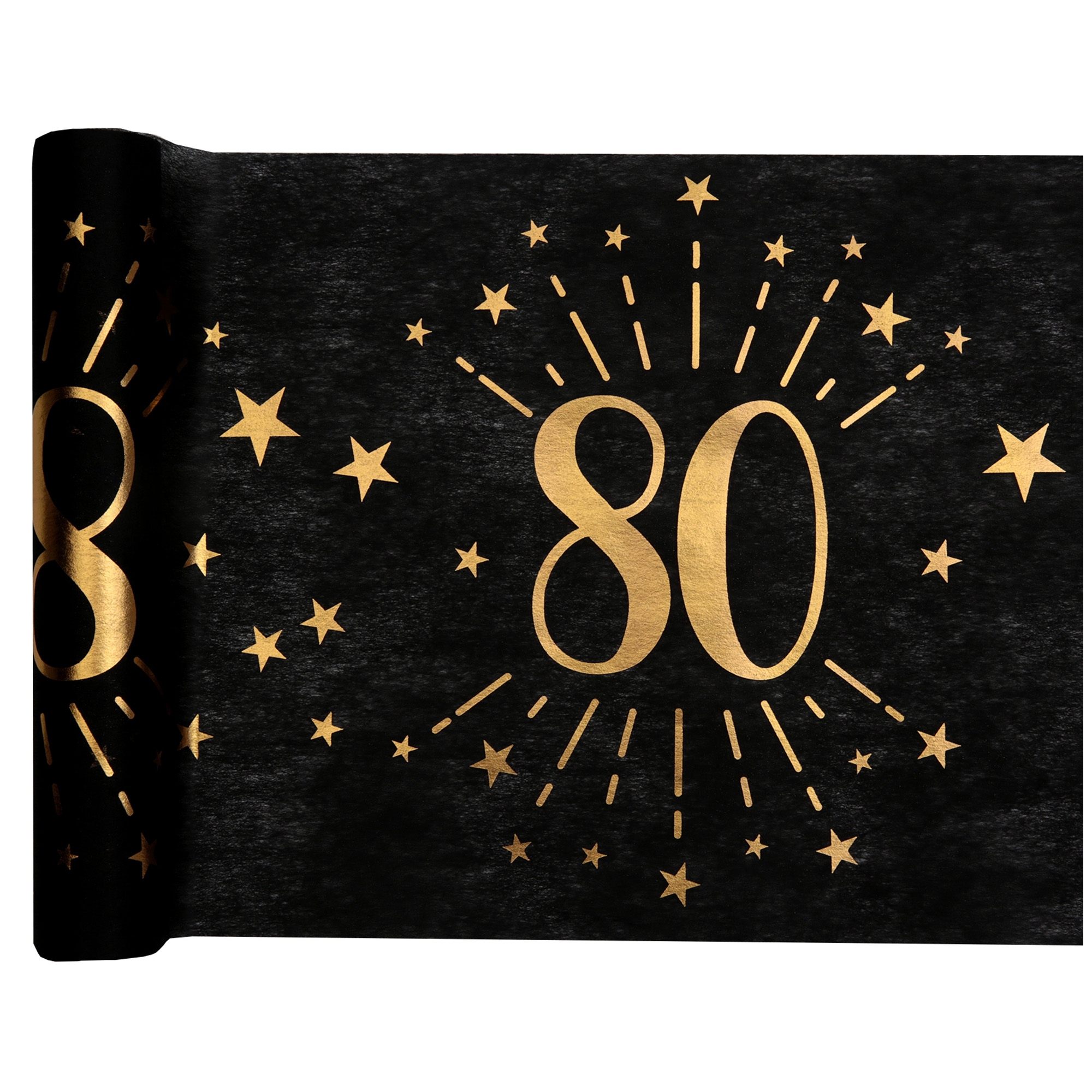 80. Geburtstag - Tischläufer, Schwarz/Gold 80. Geburtstag - Tischläufer, Schwarz/Gold