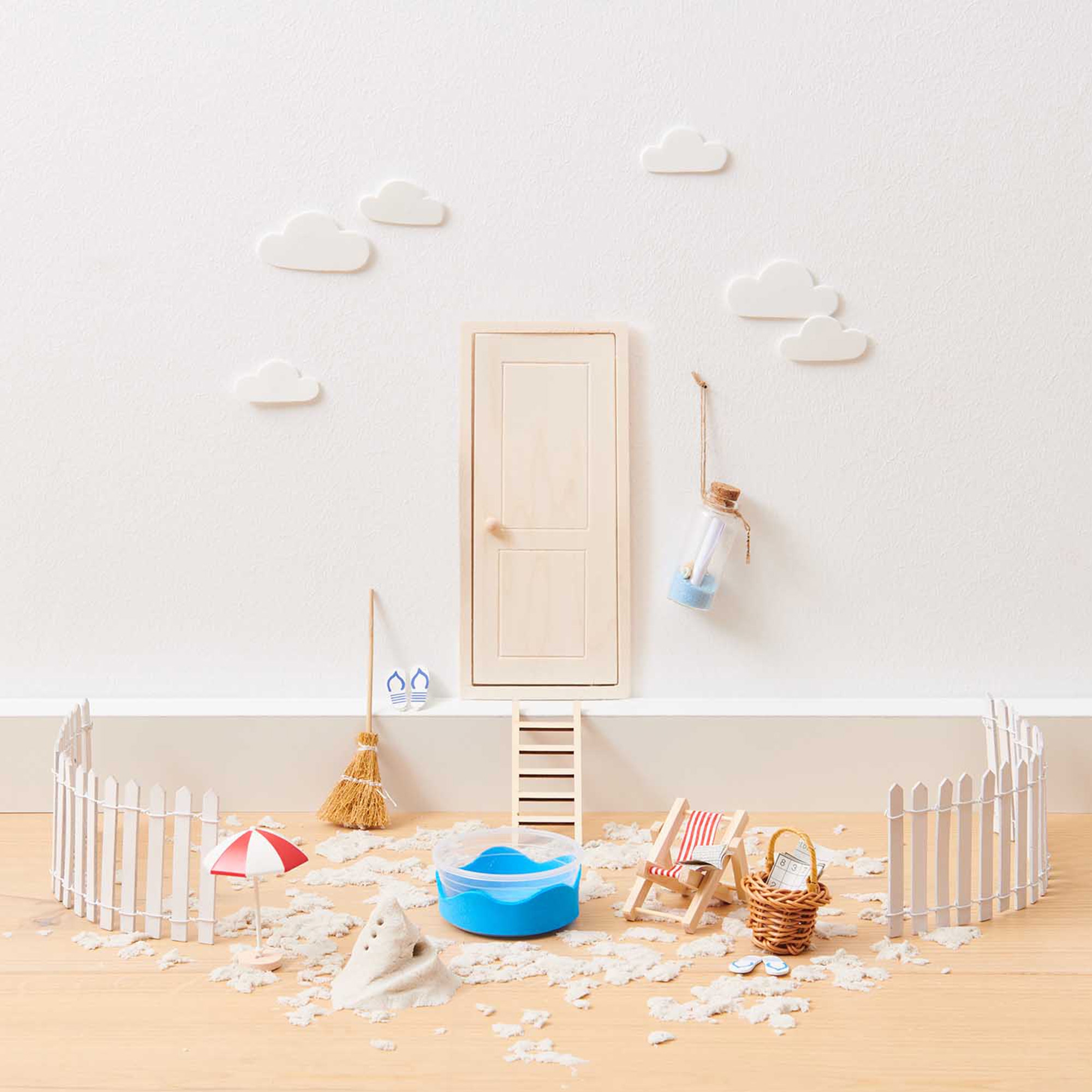 Deko Sonnenschirm, Rot/Weiß aus Holz, 5,5 x 8 cm Drinnen, Innenarchitektur