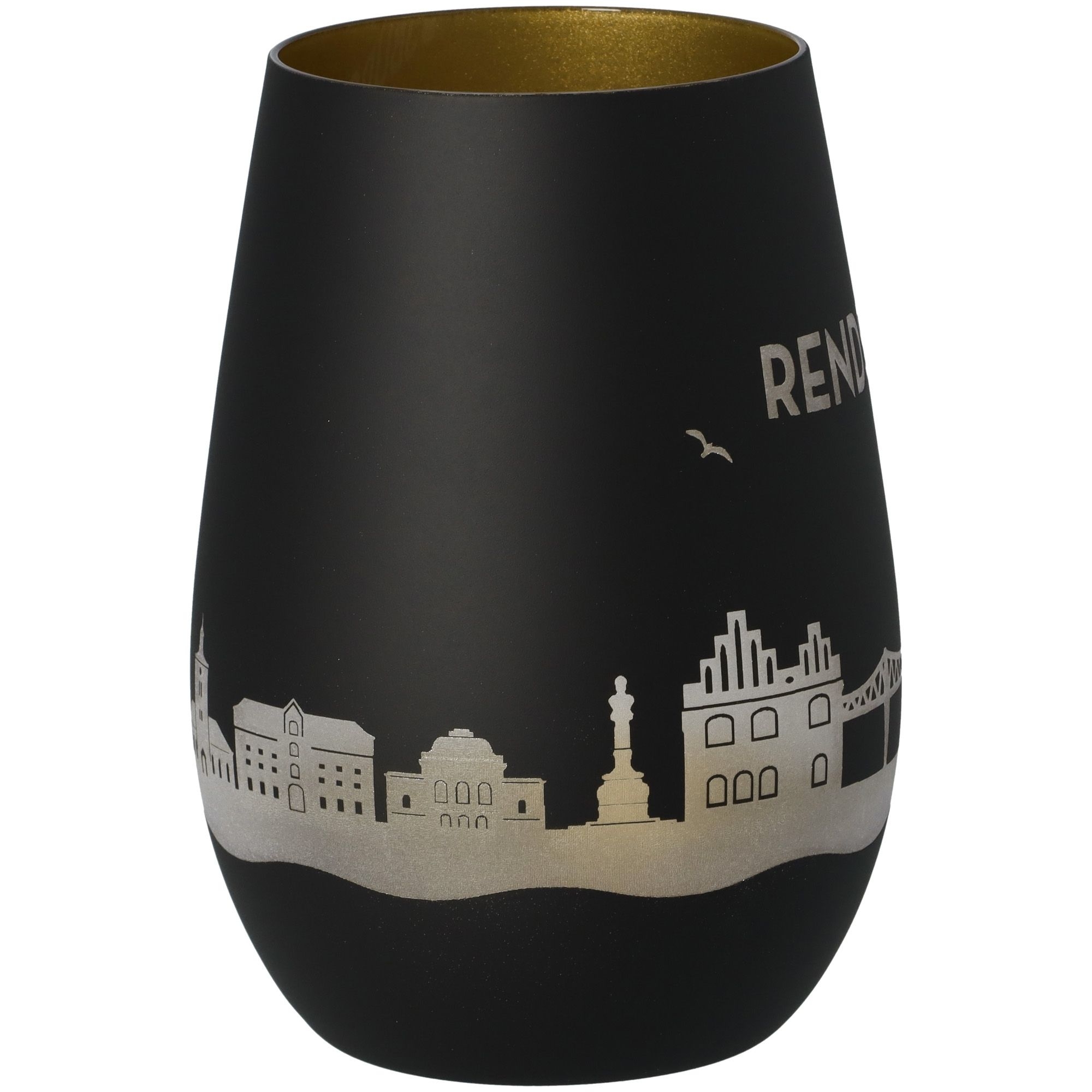 Windlicht Skyline Rendsburg Schwarz/Gold Krug, Töpferei, Vase