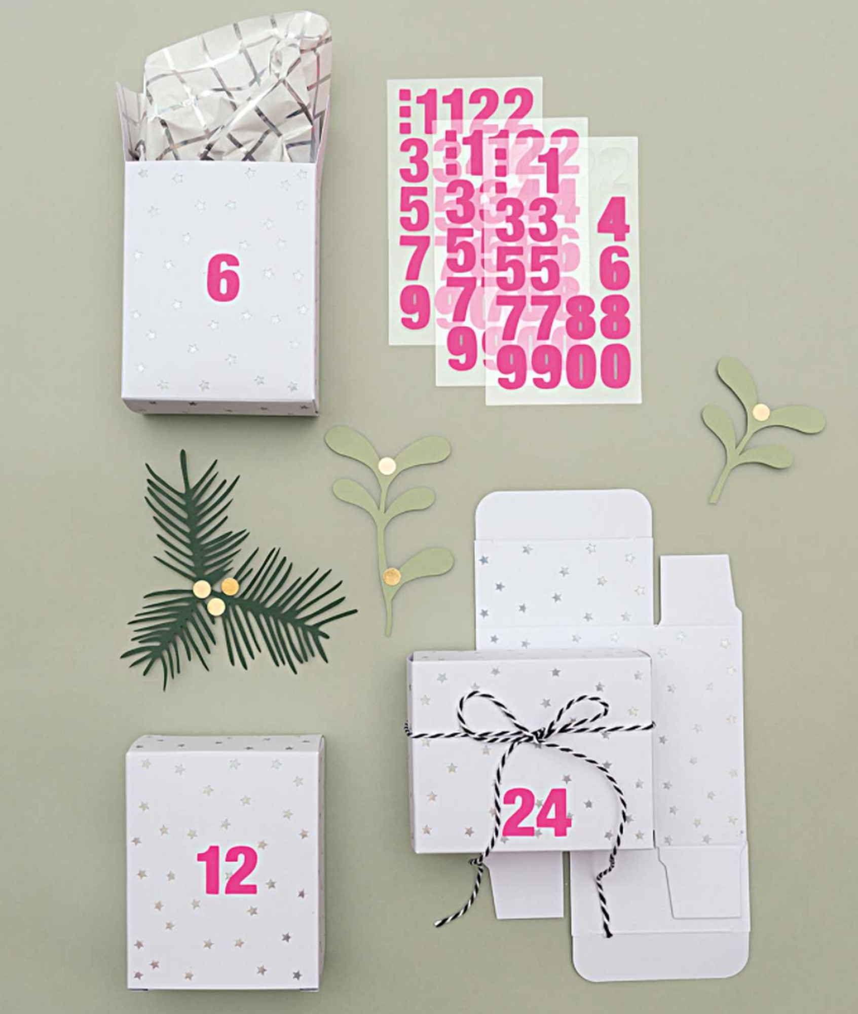 Adventskalender Boxen - Weiß / Irisierend Adventskalender Boxen - Weiß / Irisierend