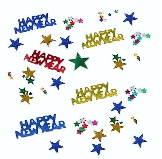 Konfetti "Happy New Year" mit Sternen, Bunt 15 g