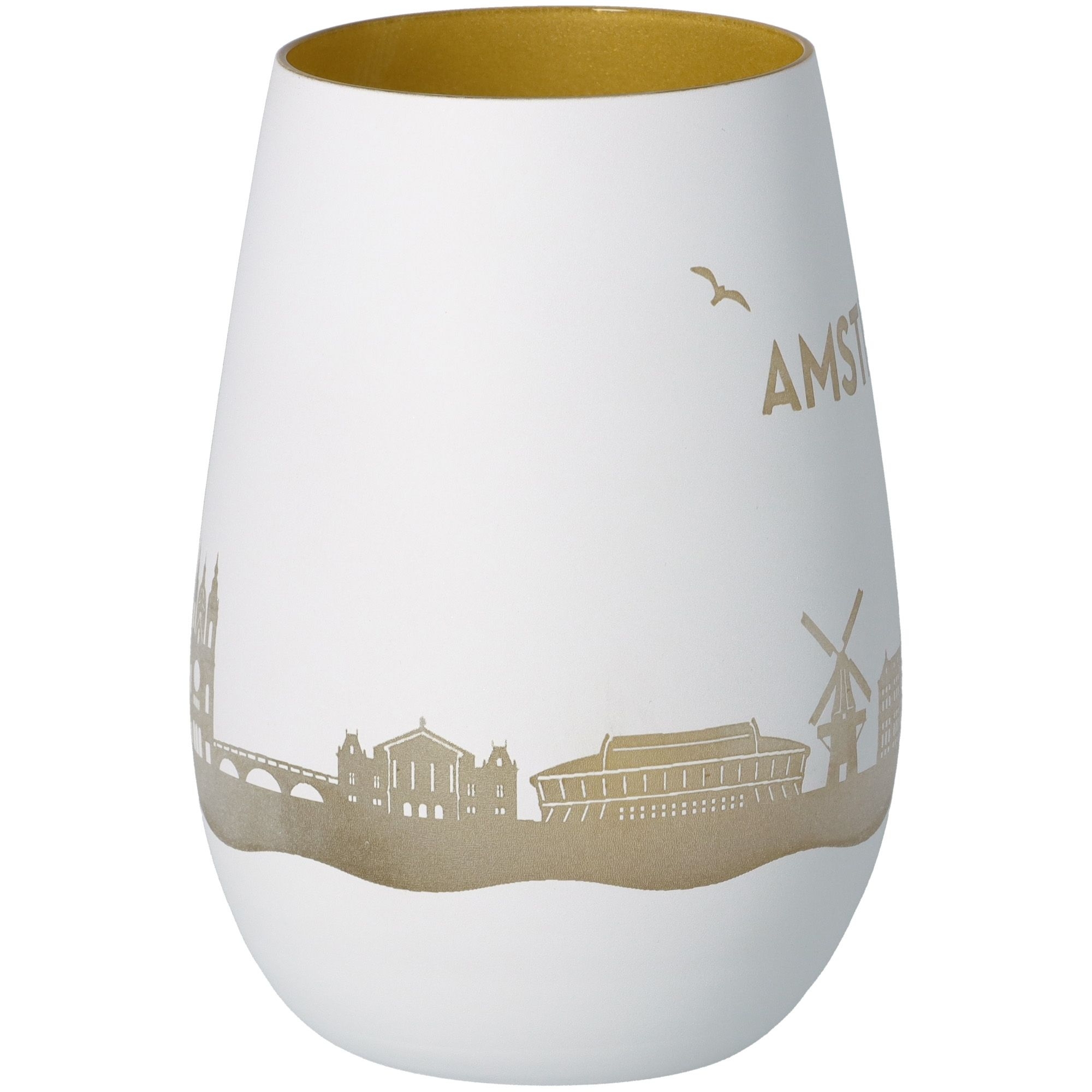 Windlicht Skyline Amsterdam Weiß/Gold Töpferei, Krug, Vase, Porzellan, Lampe