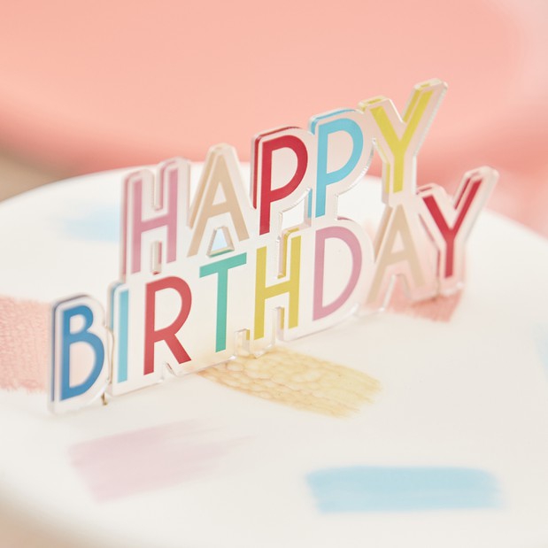 Cake Topper Acryl "Happy Birthday"