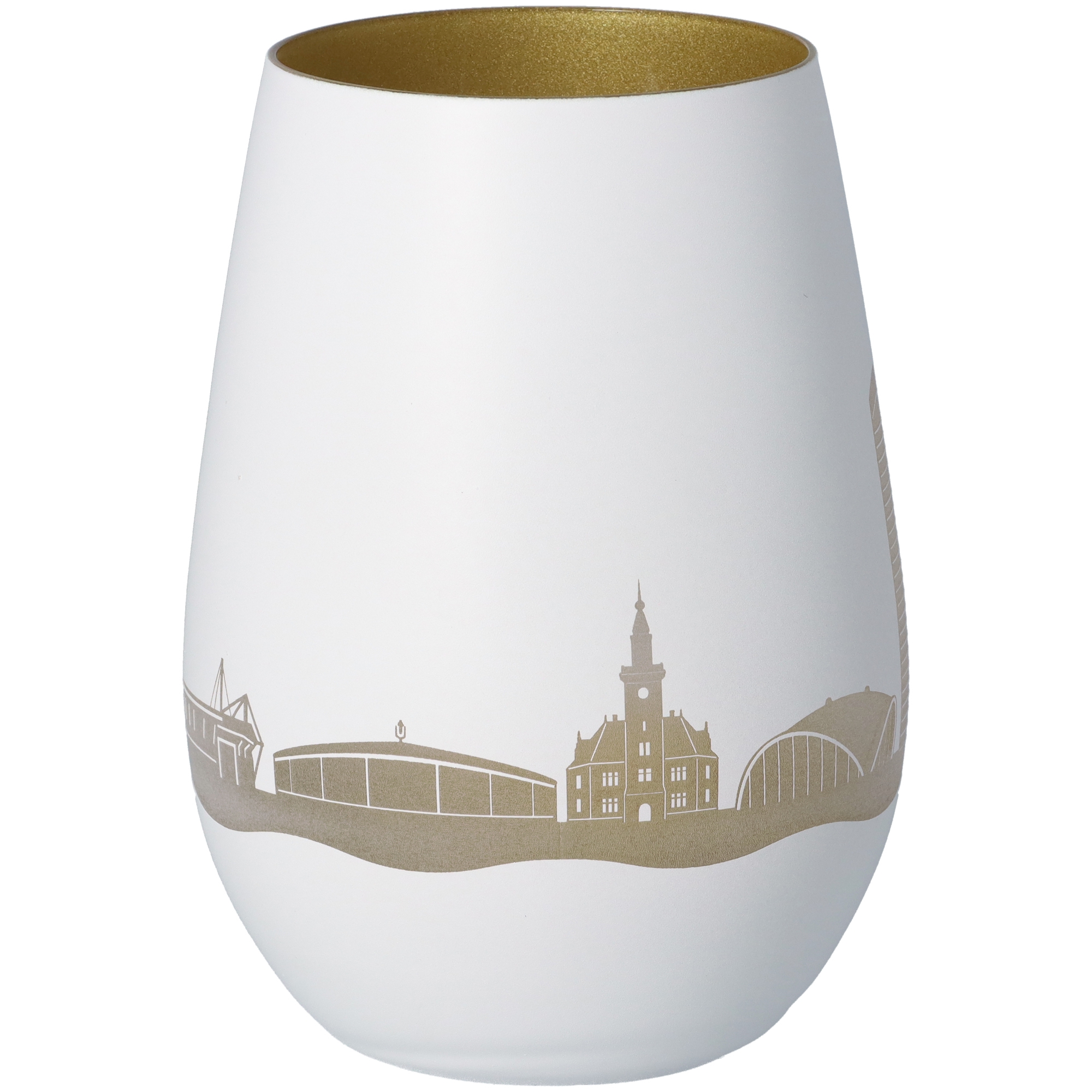 Windlicht Skyline Dortmund Weiß/Gold Windlicht Skyline Dortmund Weiß/Gold