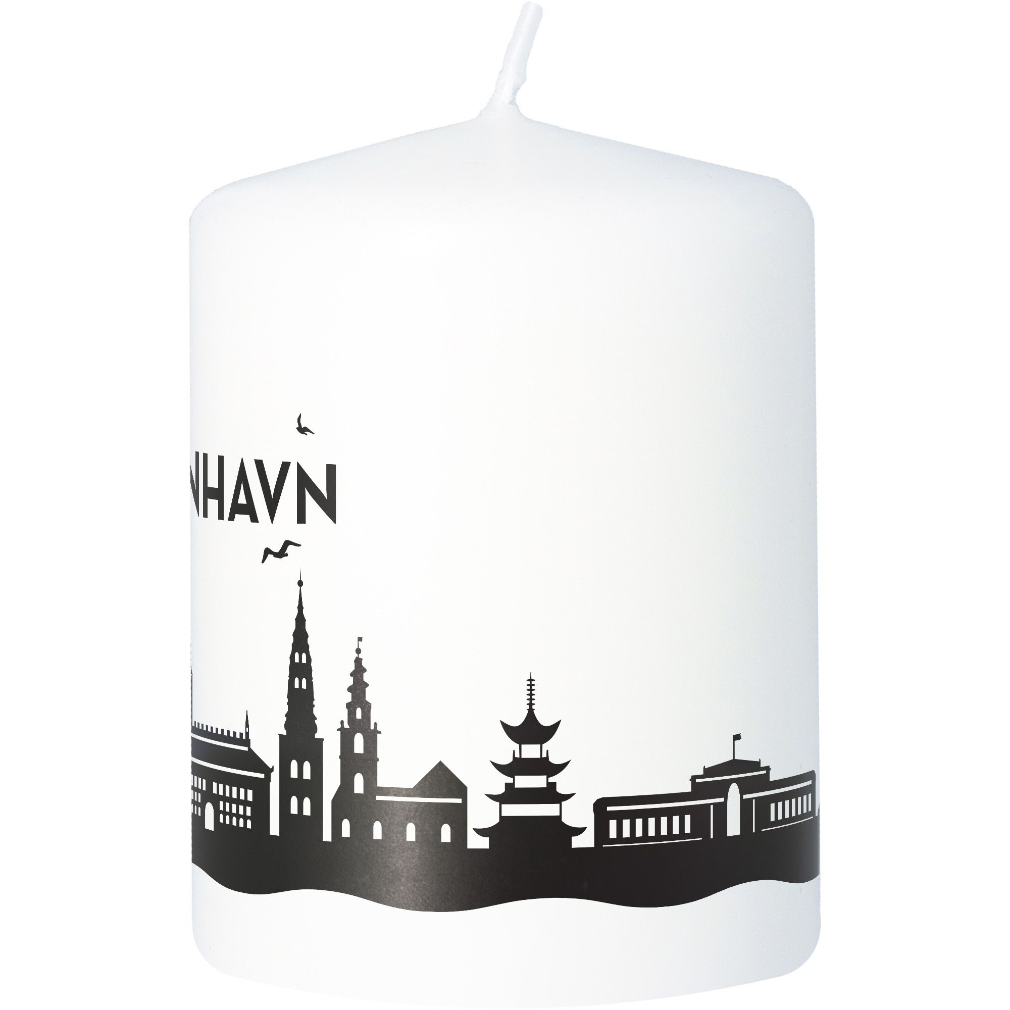 Stumpenkerze Skyline Kopenhagen Weiß Kerze