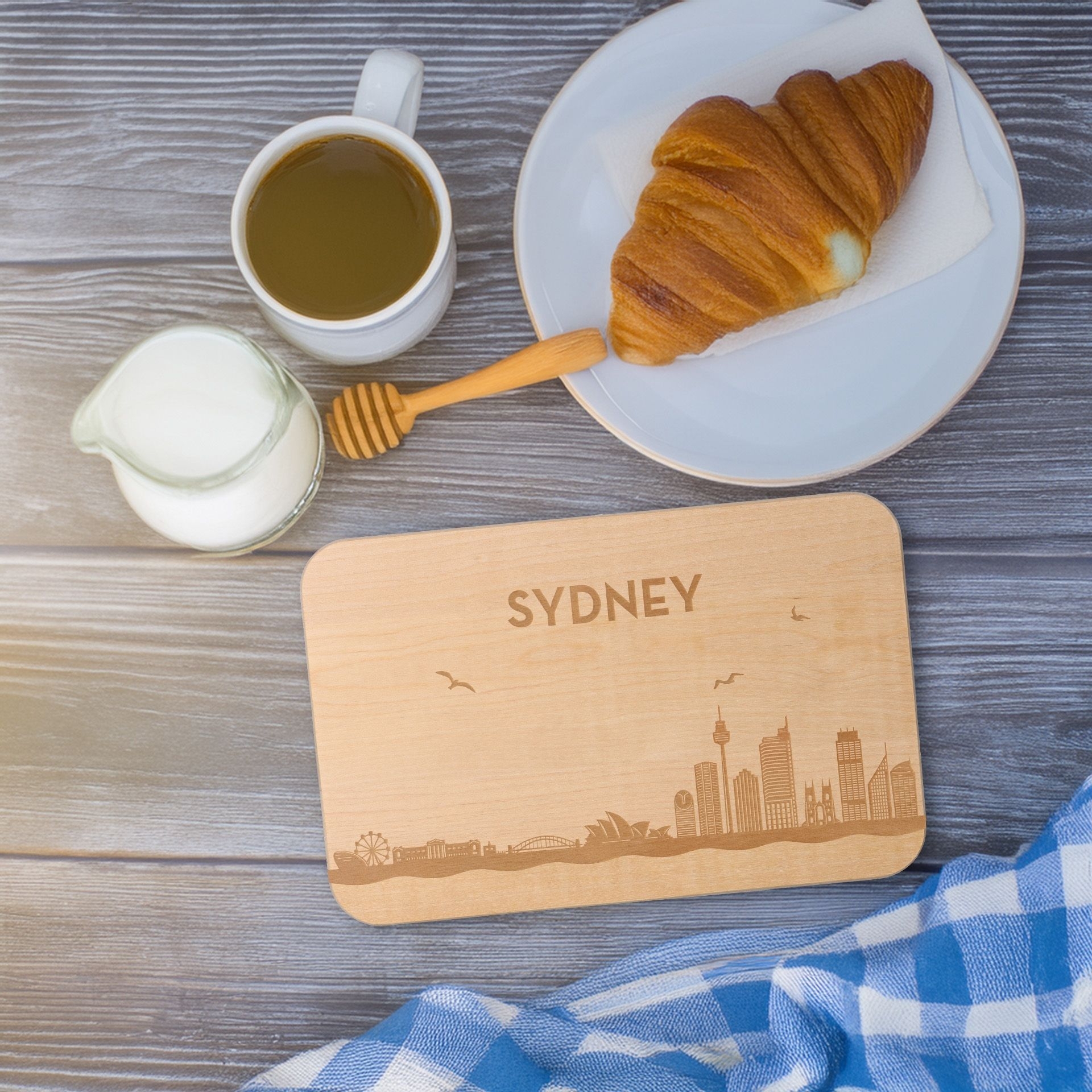 Frühstücksbrett Skyline Sydney 23cm x 15cm x 1cm Brot, Essen