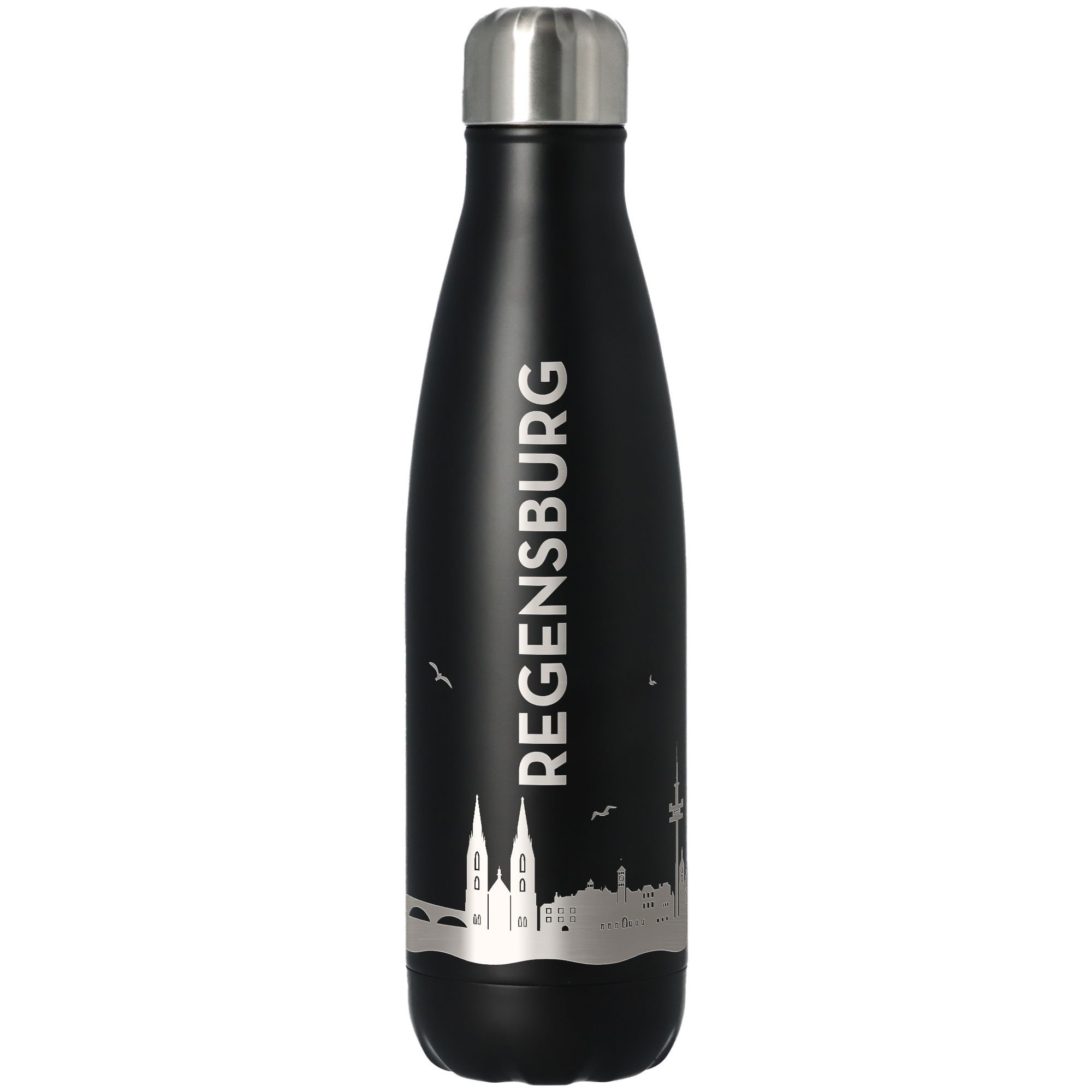 Trinkflasche Skyline Regensburg Schwarz 500ml