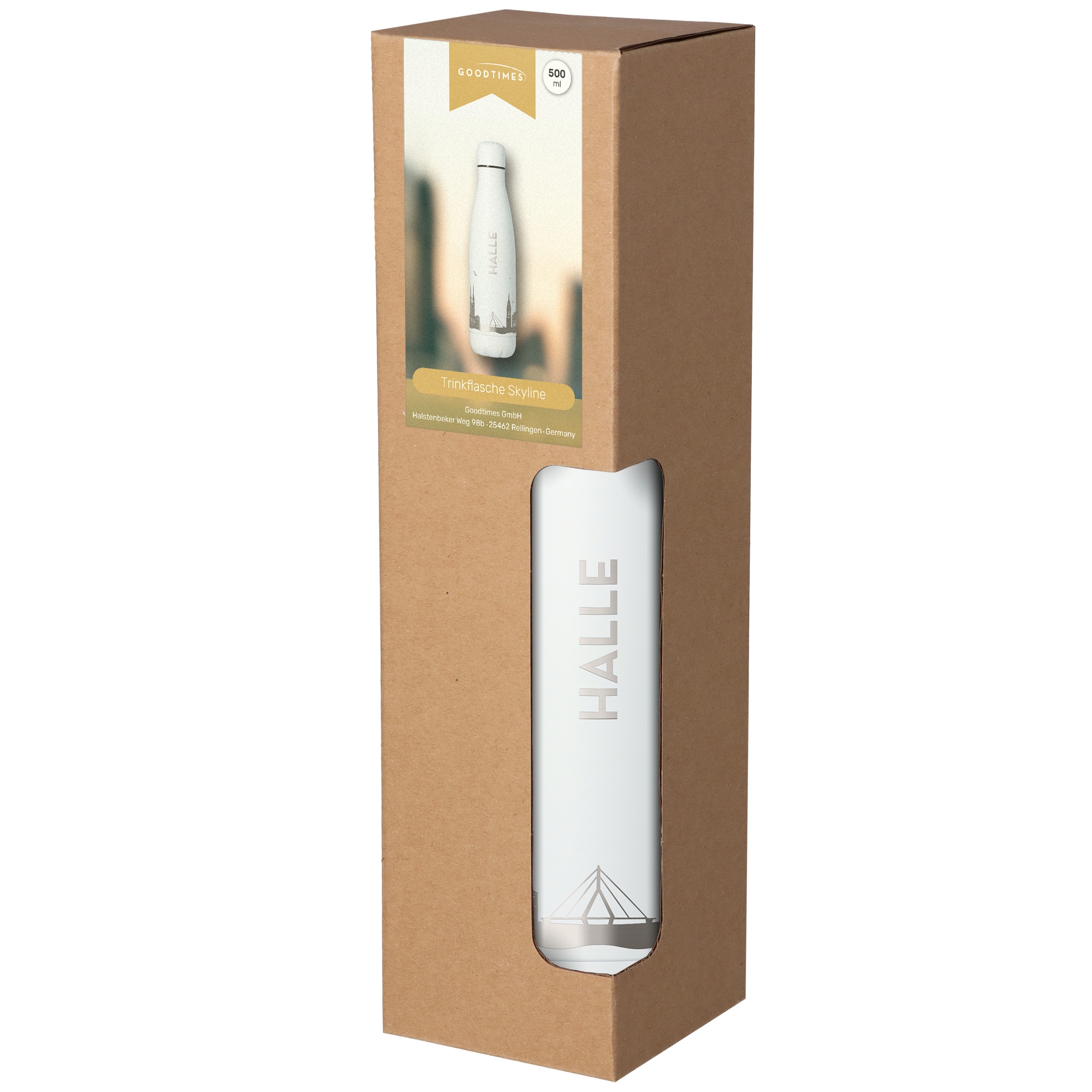 Trinkflasche Skyline Halle Weiß 500ml Flasche, Pinsel, Gerät, Werkzeug