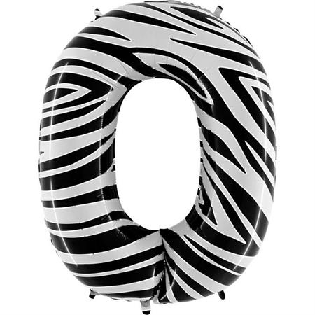 Folienballon Zahl 0 Zebra 100 cm