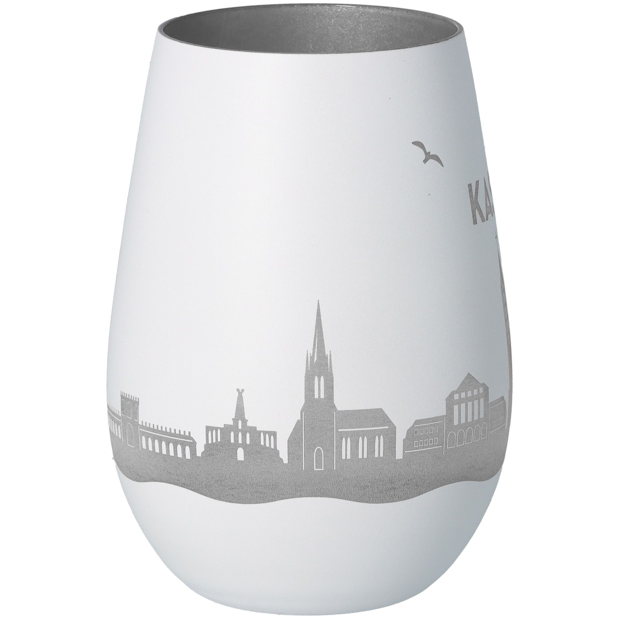 Windlicht Skyline Kassel Weiß/Silber Töpferei, Krug, Vase, Glas, Porzellan