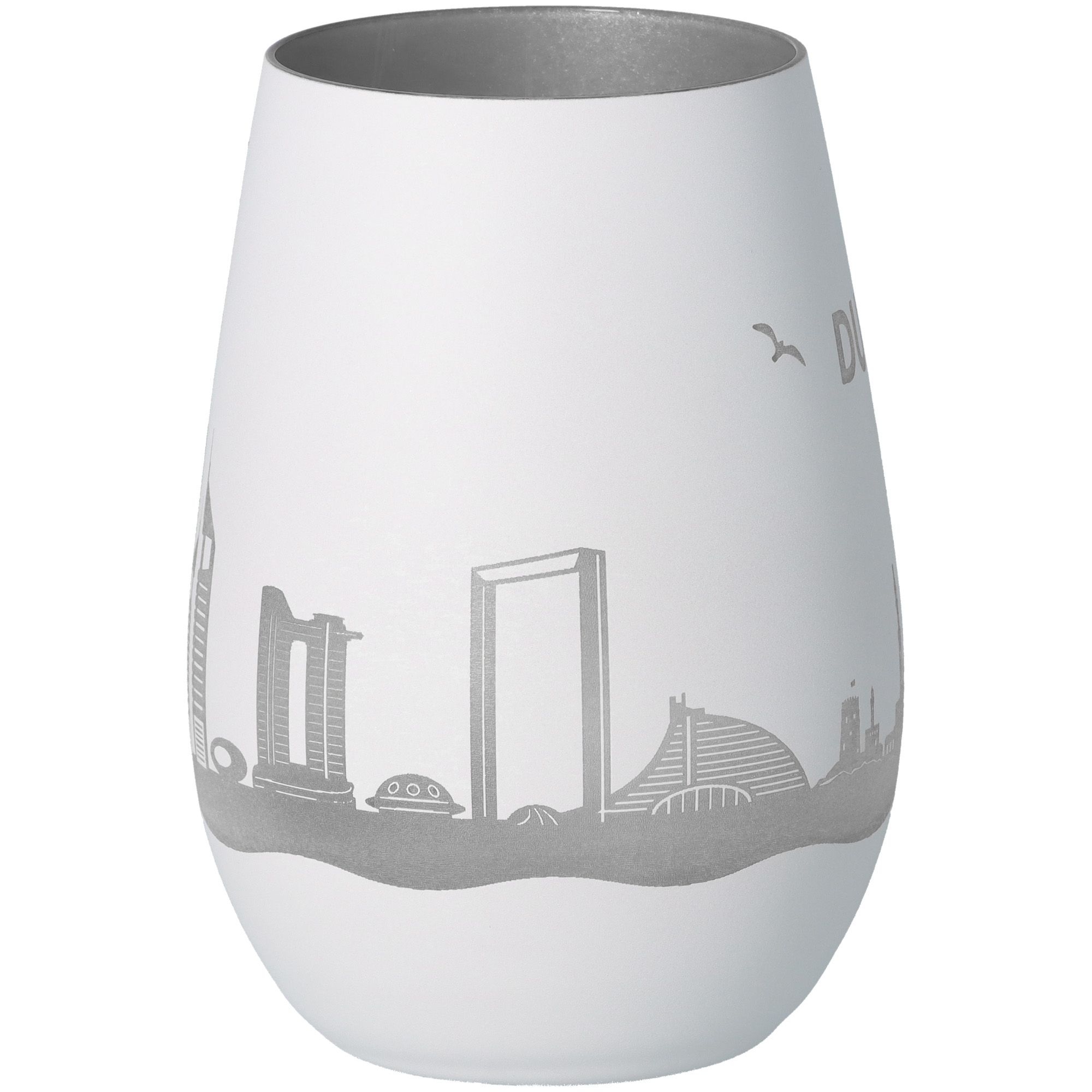Windlicht Skyline Dubai Weiß/Silber Töpferei, Krug, Vase, Kunst, Porzellan