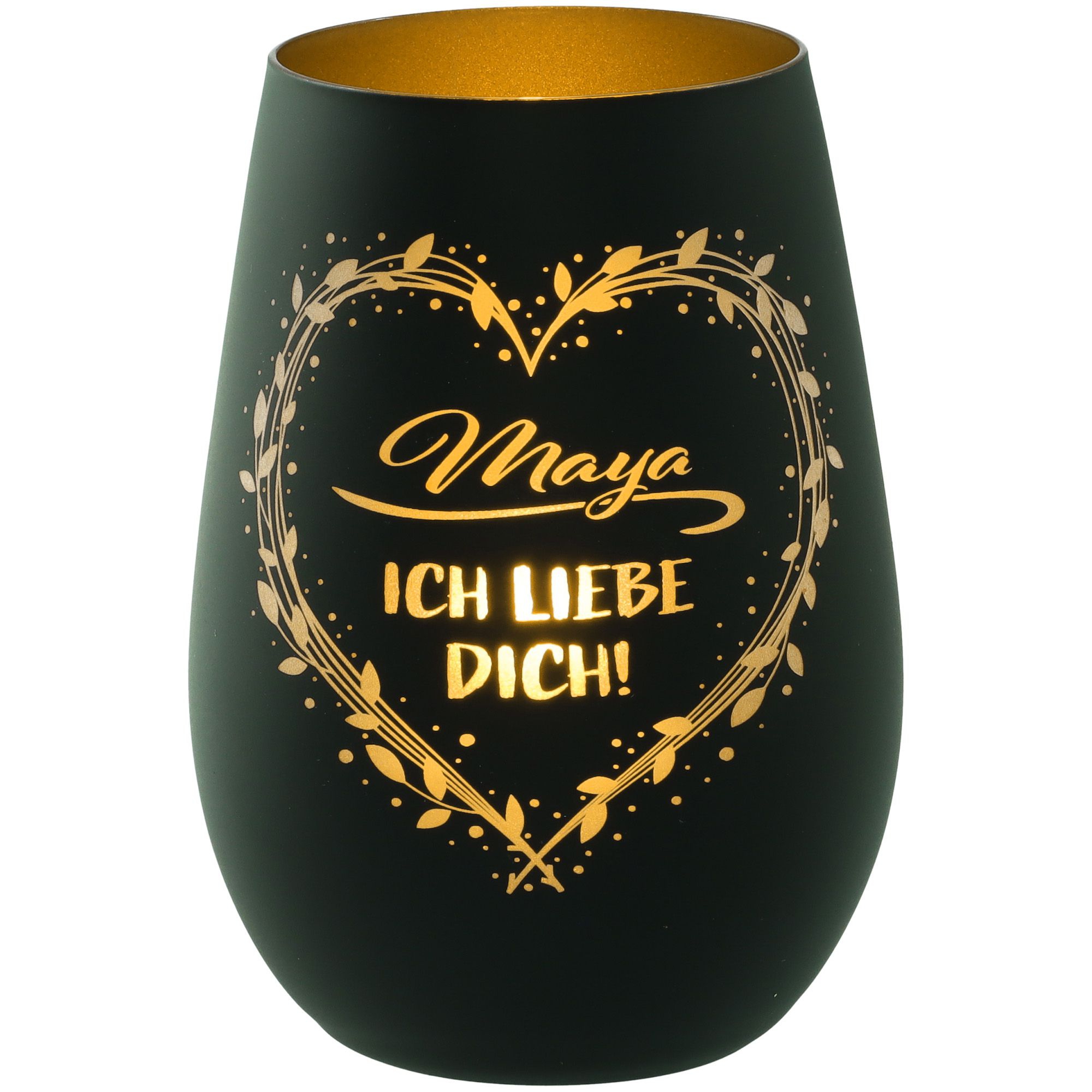 Windlicht Ich liebe dich "Name" Schwarz/Gold Windlicht Ich liebe dich "Name" Schwarz/Gold