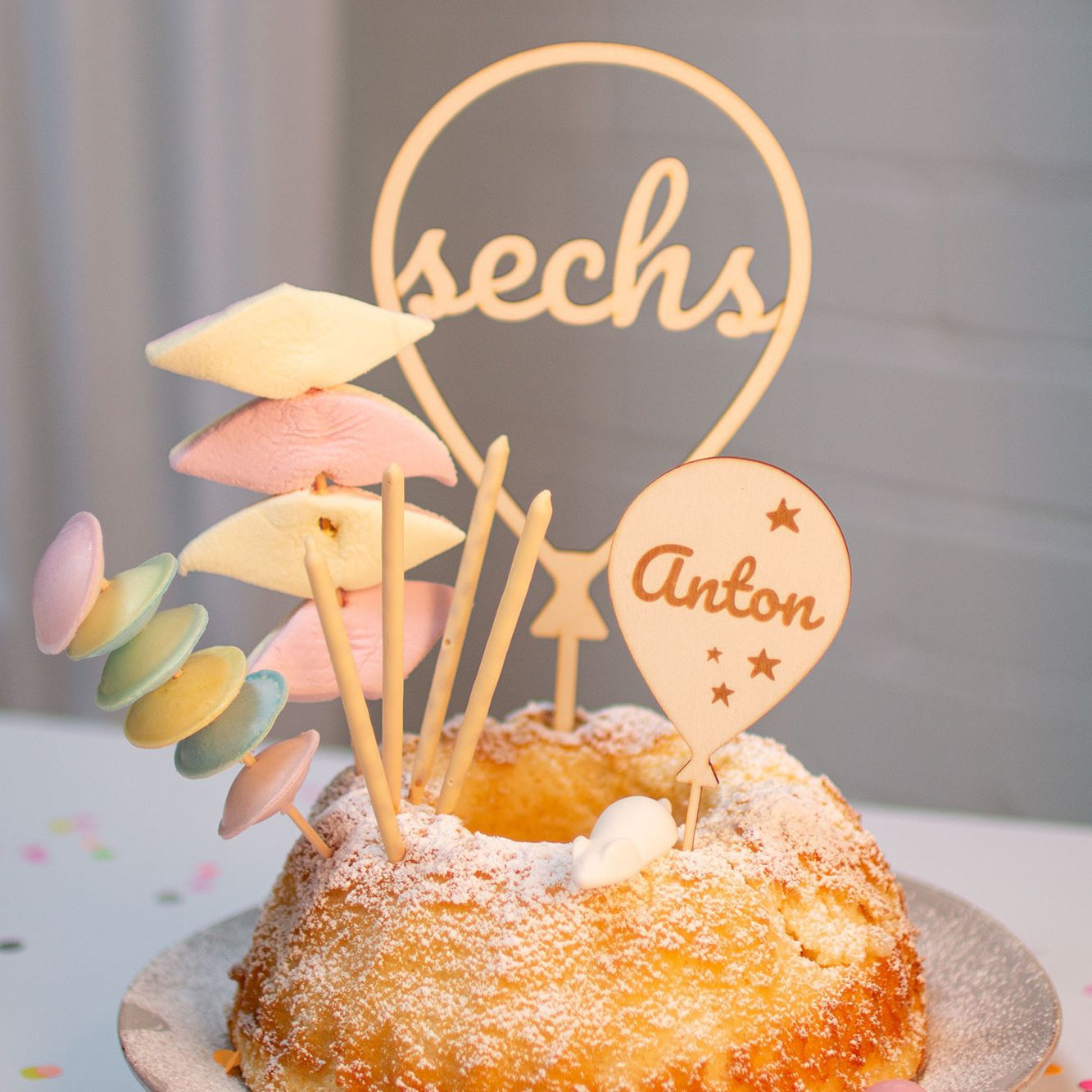 Cake Topper Ballon Stern Set Zahl 6