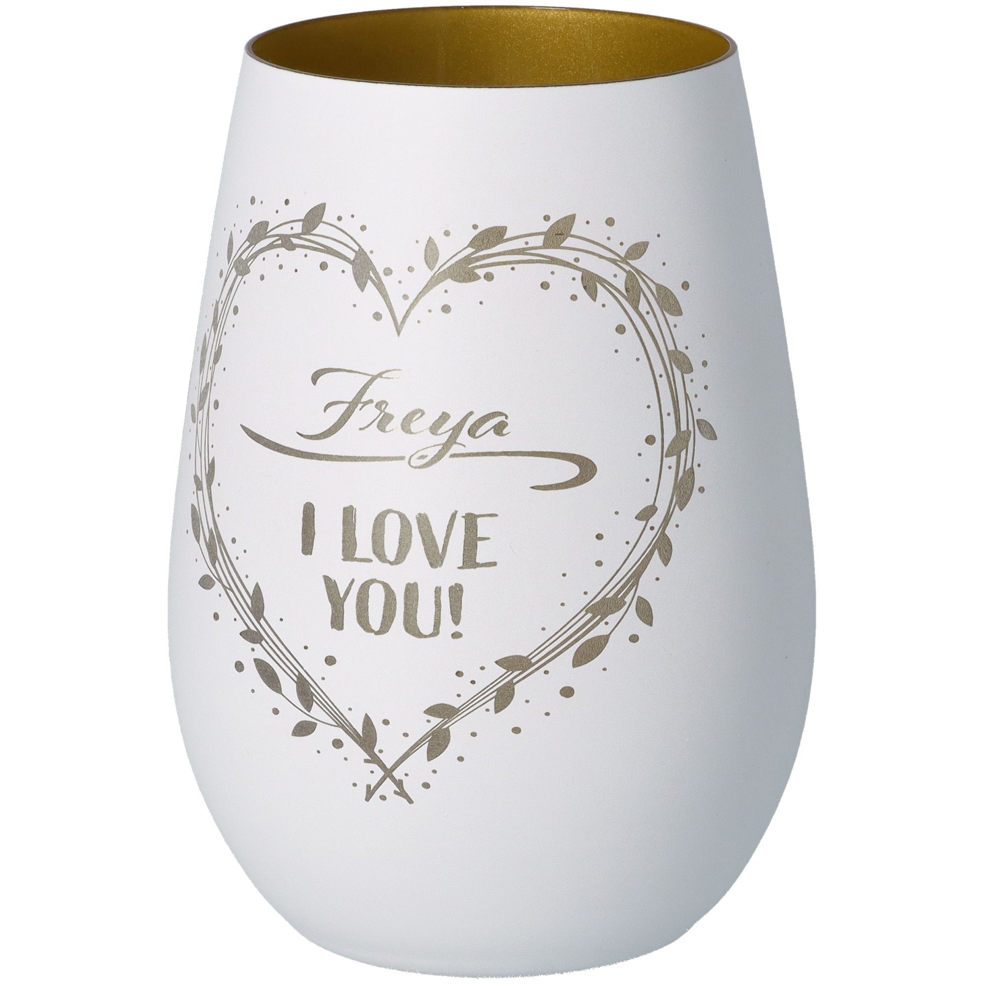 Windlicht I love you "Name" Weiß/Gold Windlicht I love you "Name" Weiß/Gold