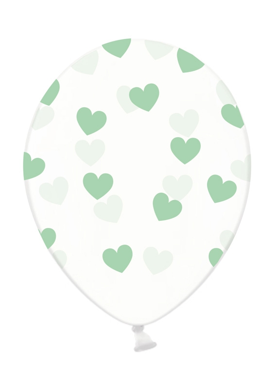 Latexballon Transparent Mint Herzen Ø 30cm