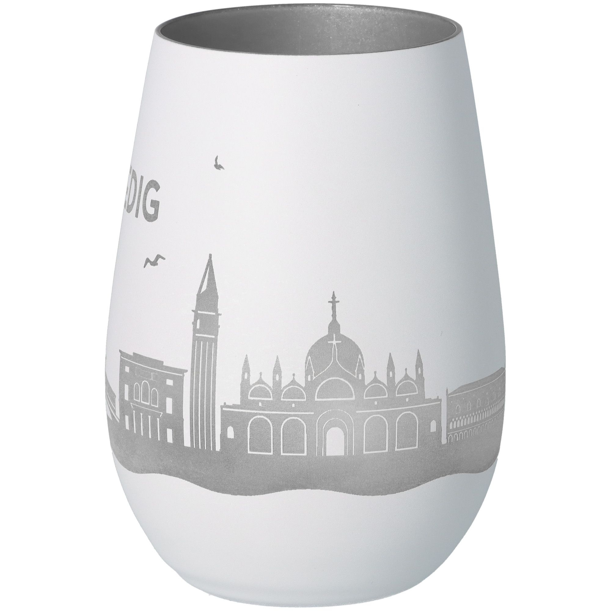 Windlicht Skyline Venedig Weiß/Silber
