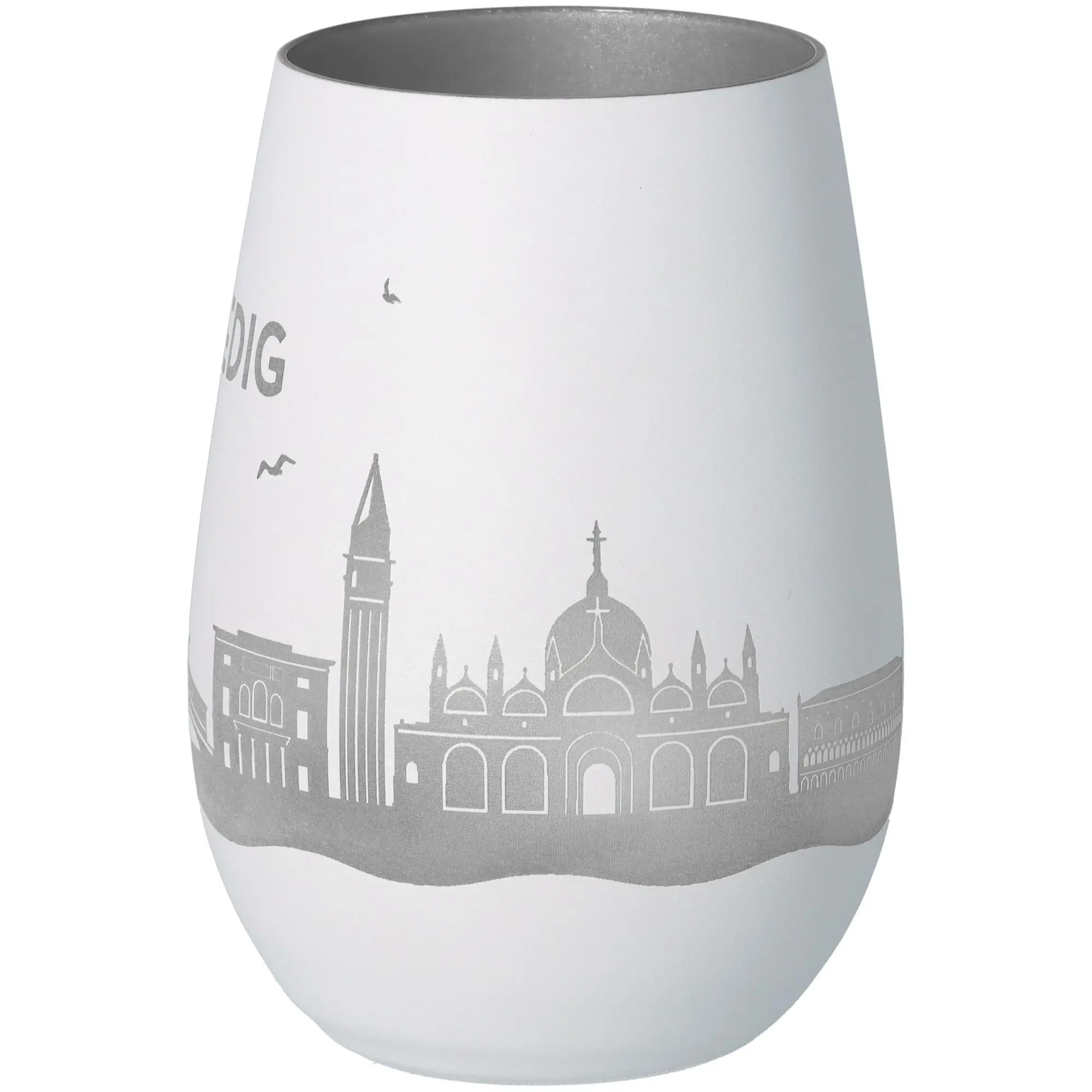 Windlicht Skyline Venedig Weiß/Silber
